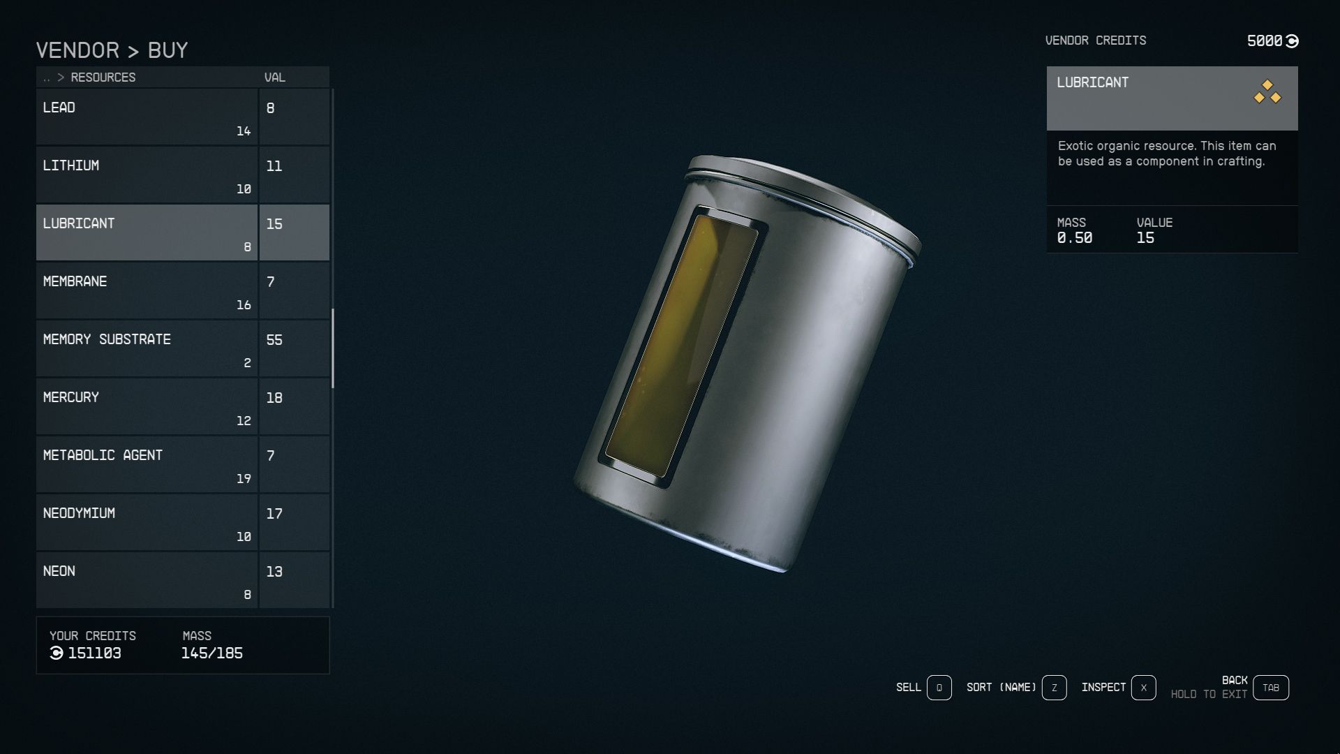 Vendor offering Lubricant in Starfield