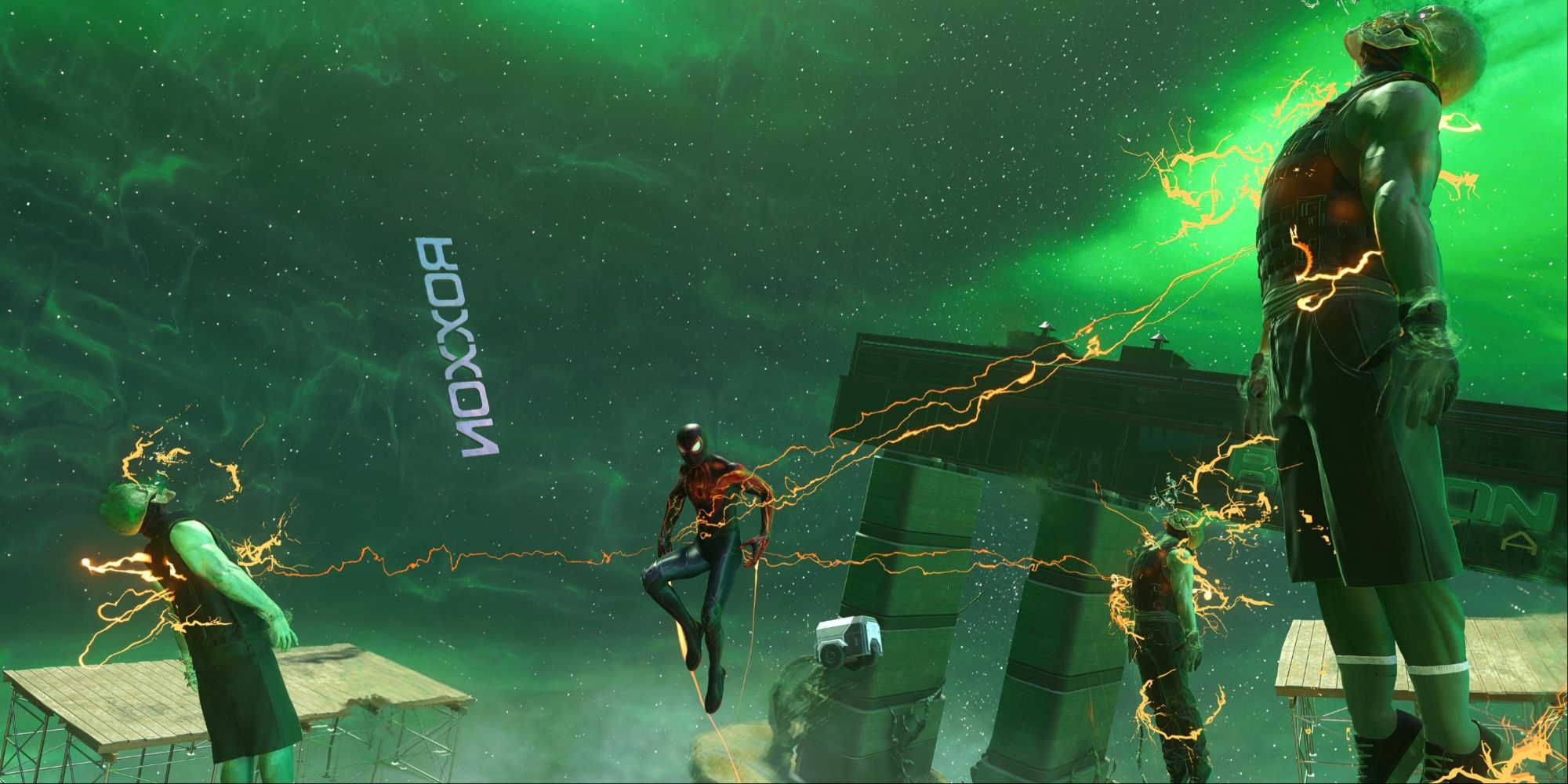 Miles performing the Venom Jump ability in Marvel's Spider-Man 2