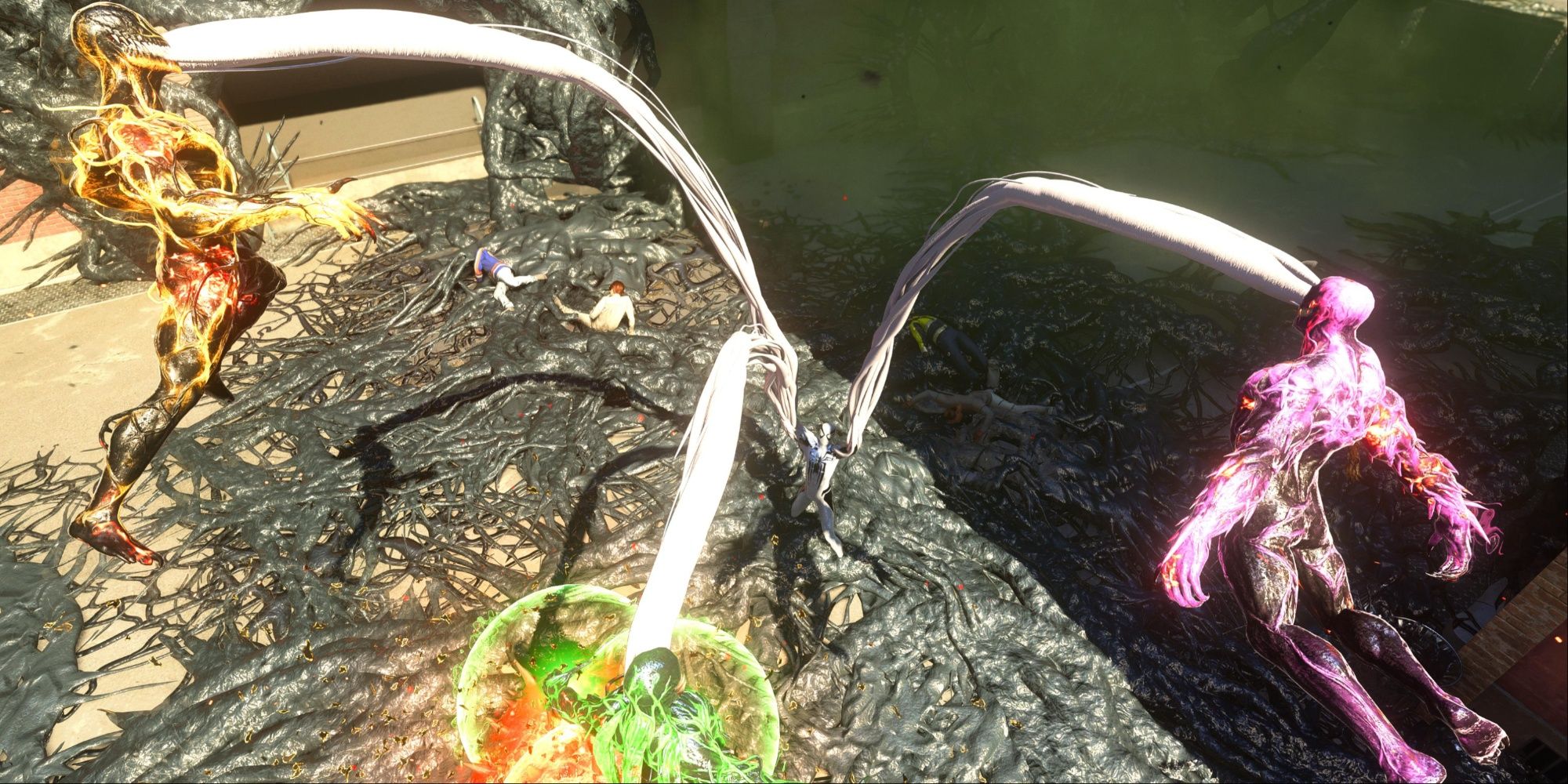 Peter performing the Anti-Venom Yank ability in Marvel's Spider-Man 2
