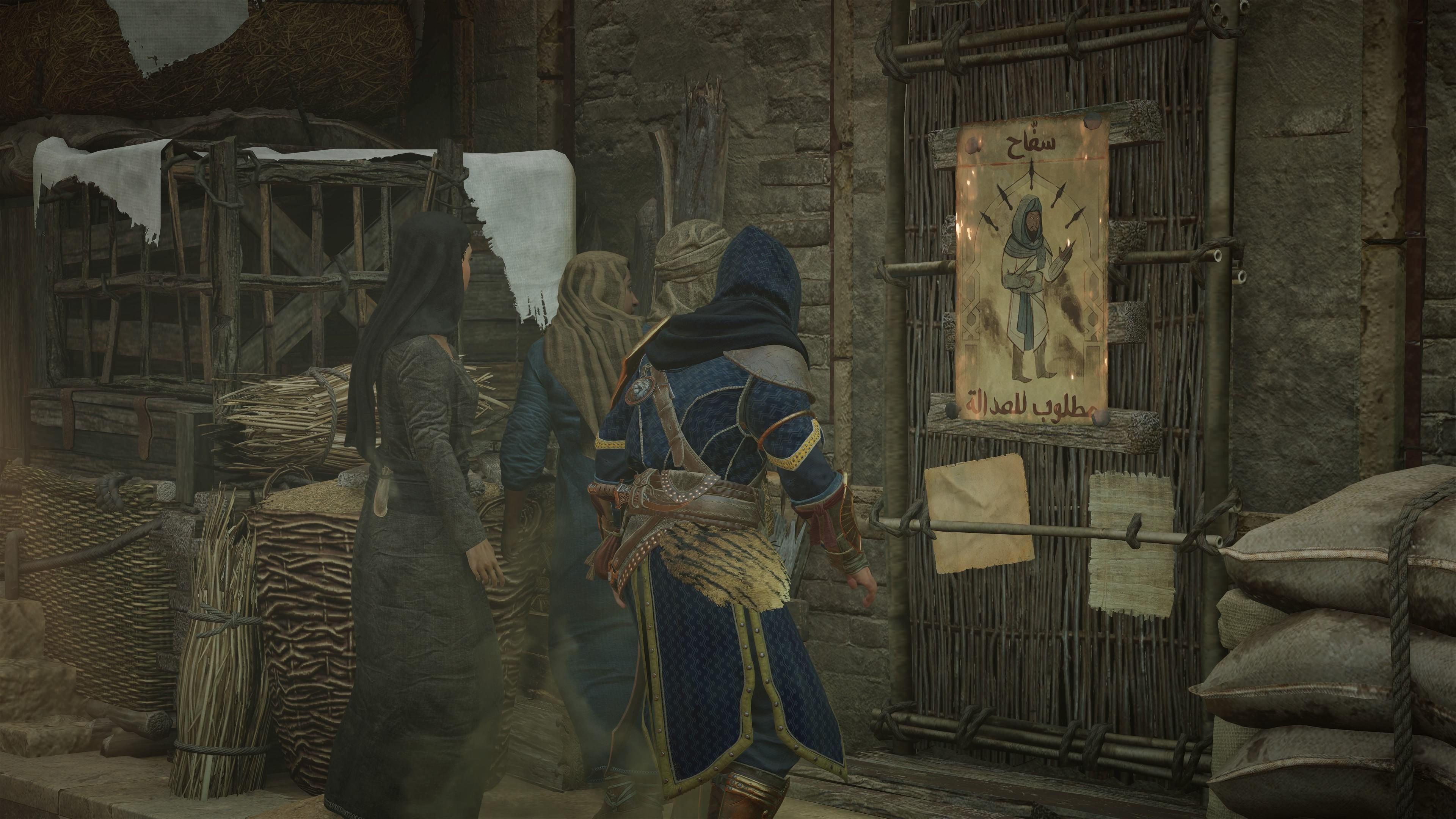 Basim staring at his Wanted Posters in Assassin's Creed Mirage 