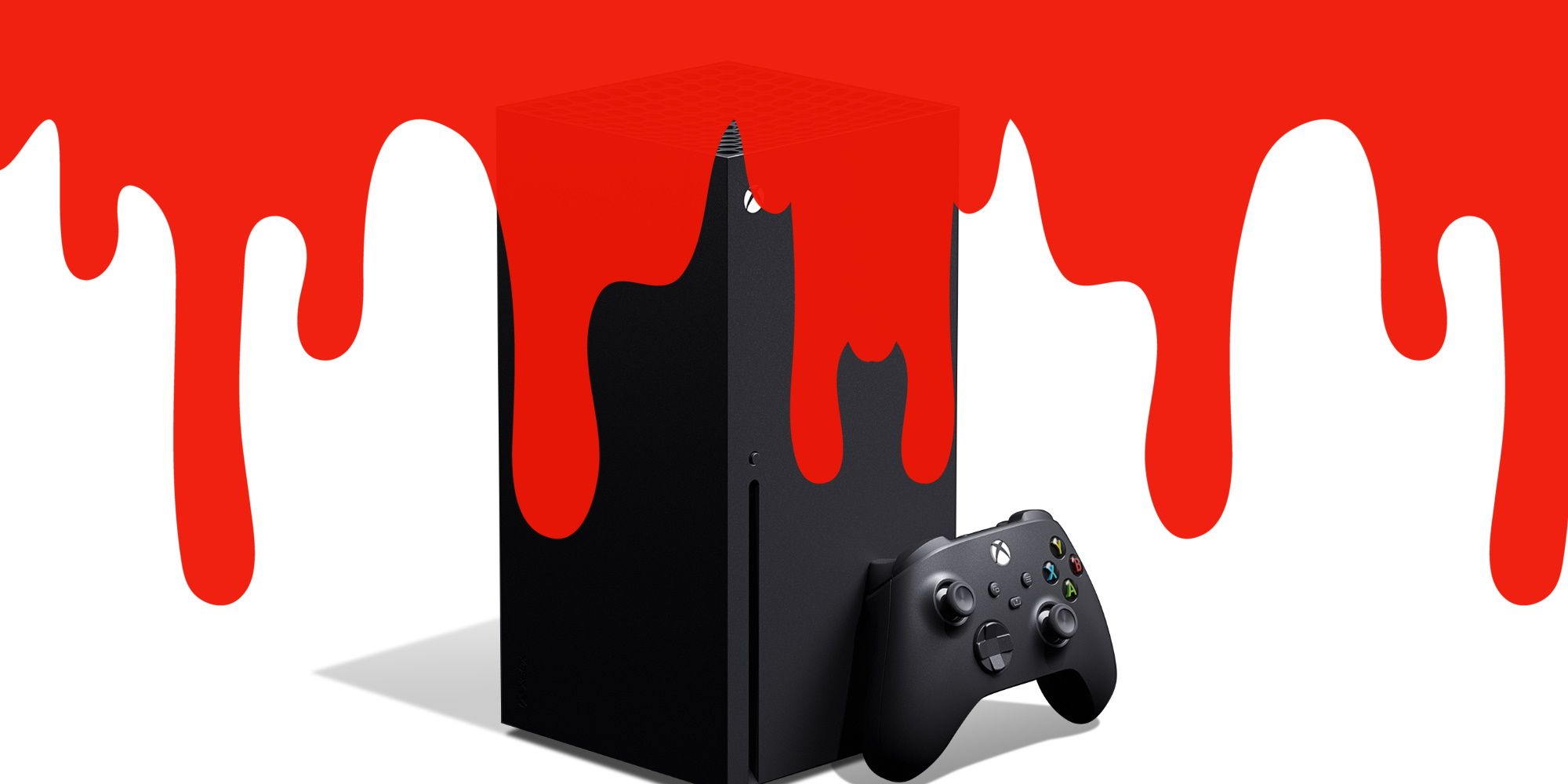Xbox Series X partially obfuscated by blood