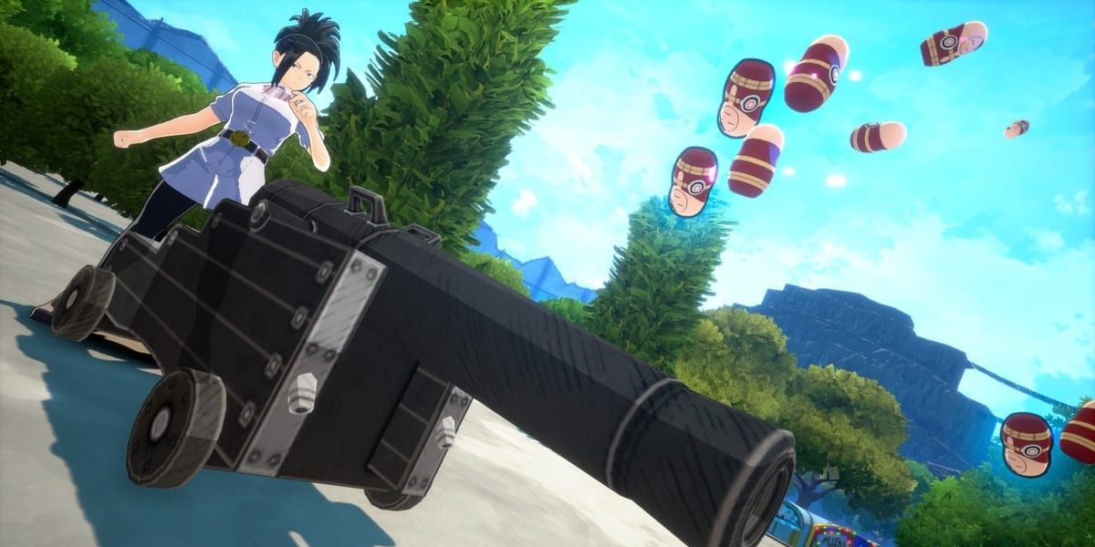 Yaoyorozu uses a massive canon in My Hero Ultra Rumble