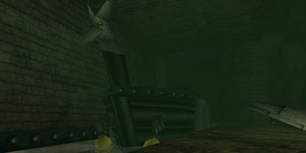 Screenshot of Zelda: Ocarina of Time, showing the ferry from the Shadow Temple