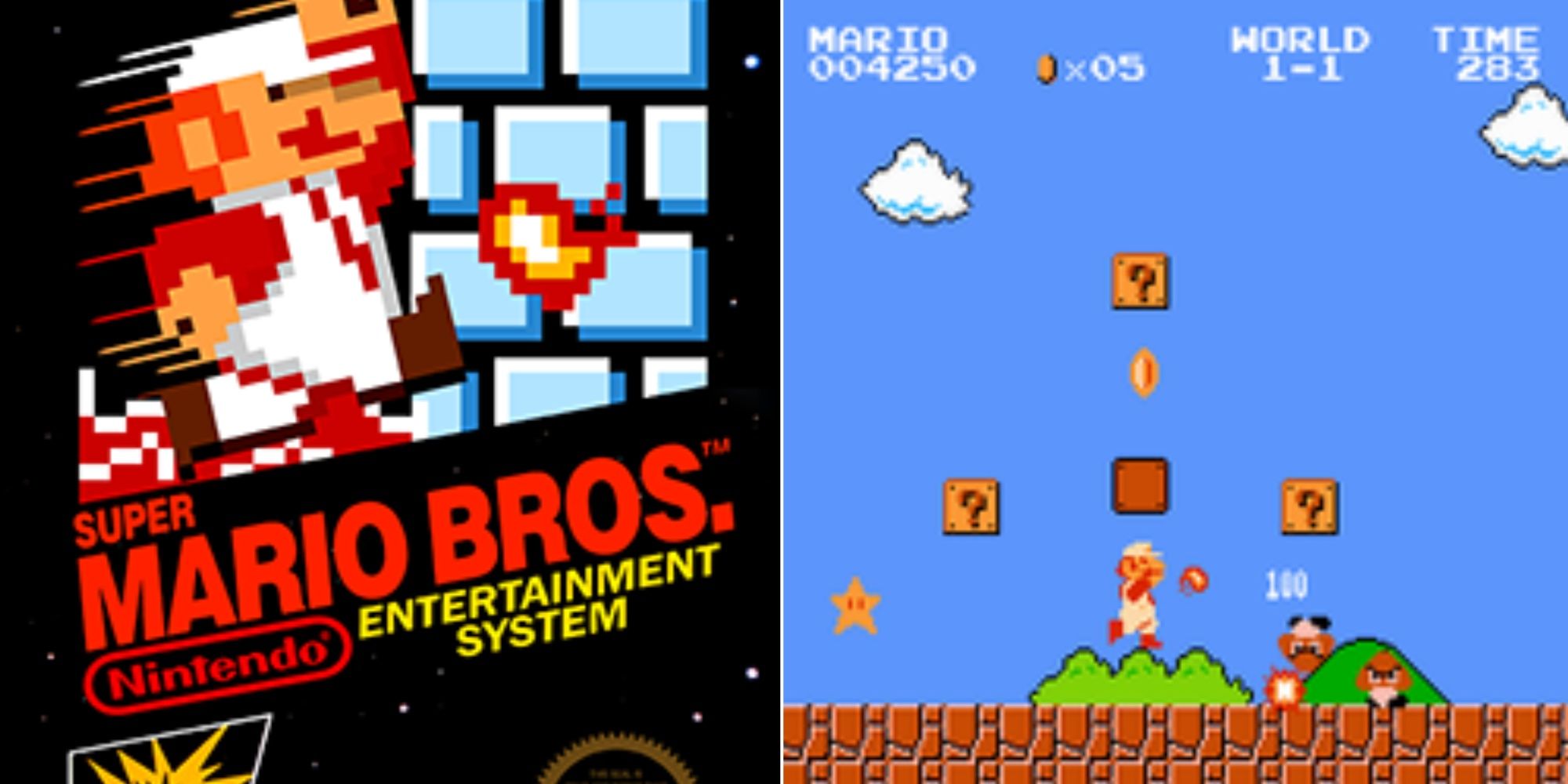1985's Super Mario Bros. In-game Screenshot And Cover Art