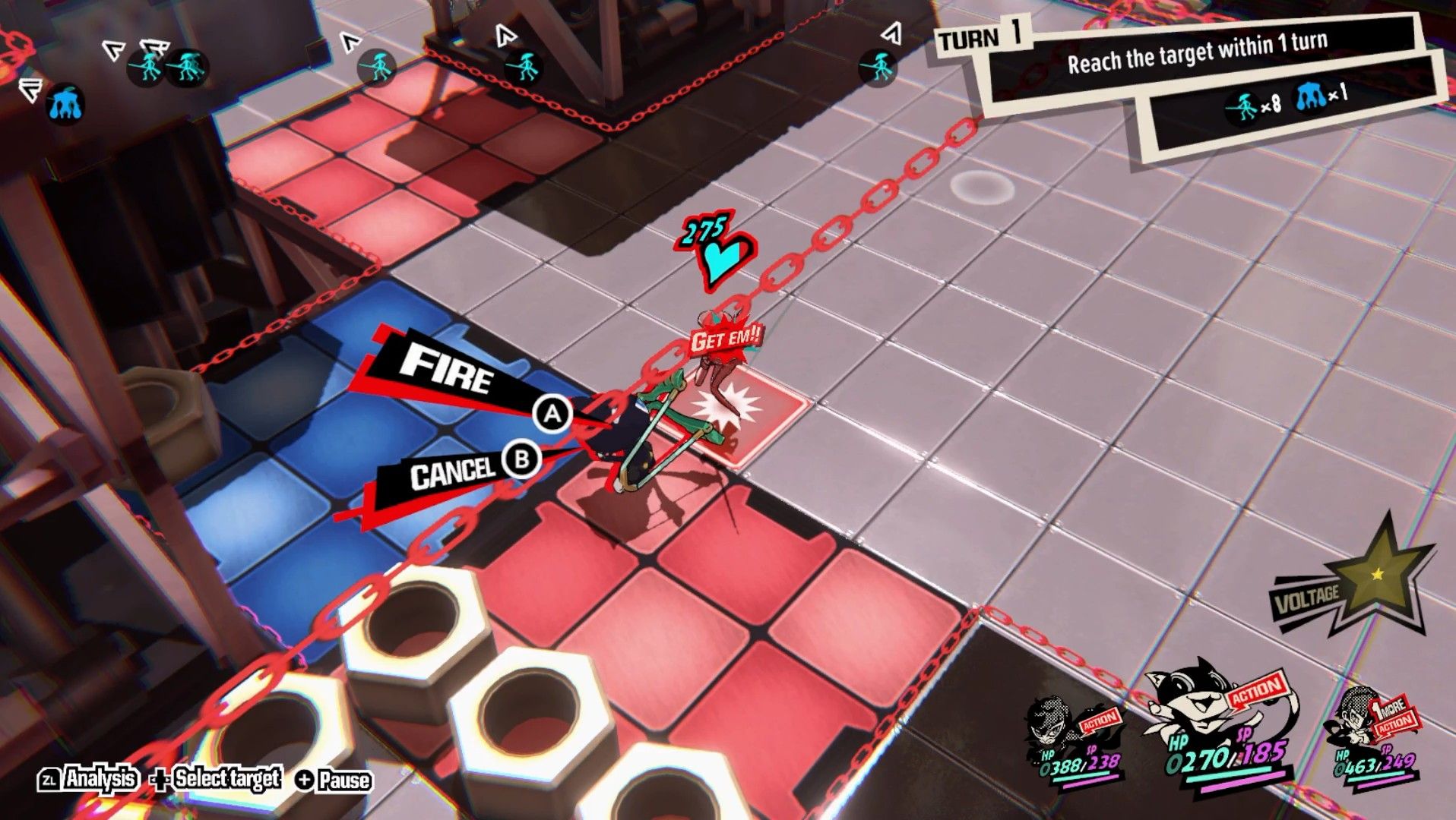 morgana getting a one more to reach the blue button in quest 13 p5t persona 5 tactica