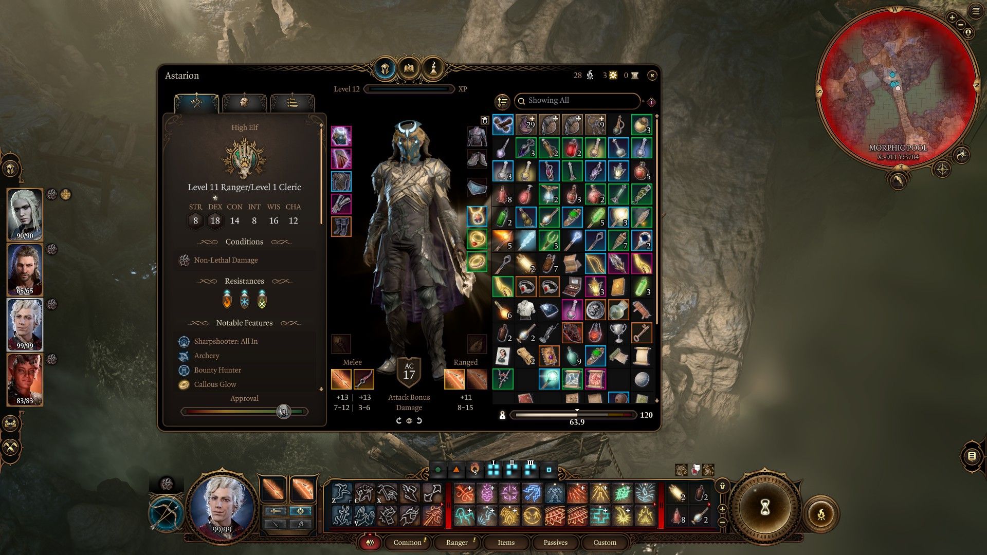 Astarion Equipment Menu Showcases reclass as Ranger Cleric in Baldur's Gate 3