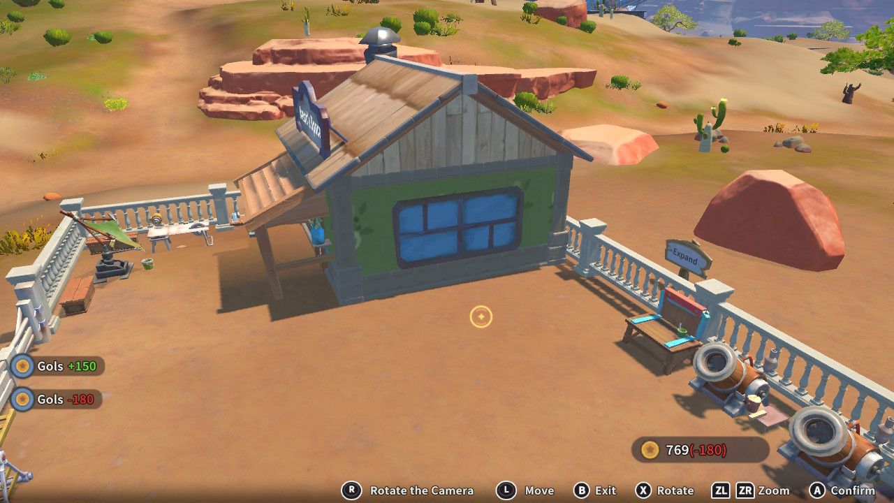 Player character in the building mode within Construction Junction Catalog and changing the window appearance of their house to a large glass window in My Time At Sandrock.