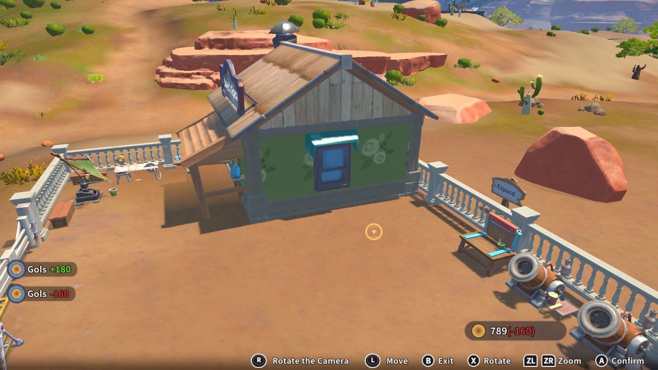 Player character in the building mode within Construction Junction Catalog and changing the window appearance of their house to a wood window with a teal shade in My Time At Sandrock.