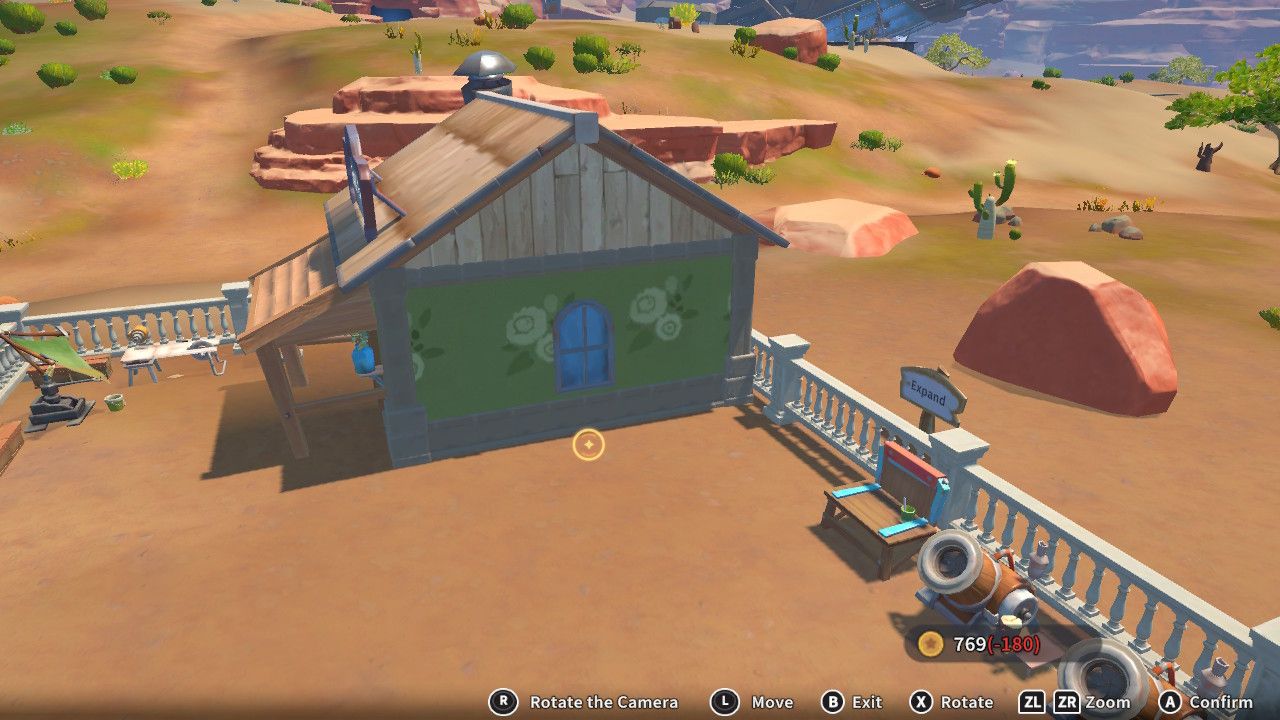 Player character in the building mode within Construction Junction Catalog and changing the window appearance of their house to an arched glass window in My Time At Sandrock.