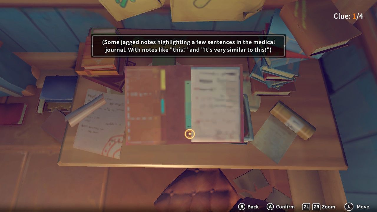Player character looking at and examining an old journal of Logan's in his room in My Time At Sandrock.