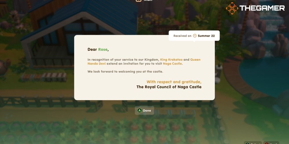 Coral Island: Letter from The Royal Council of Naga Castle