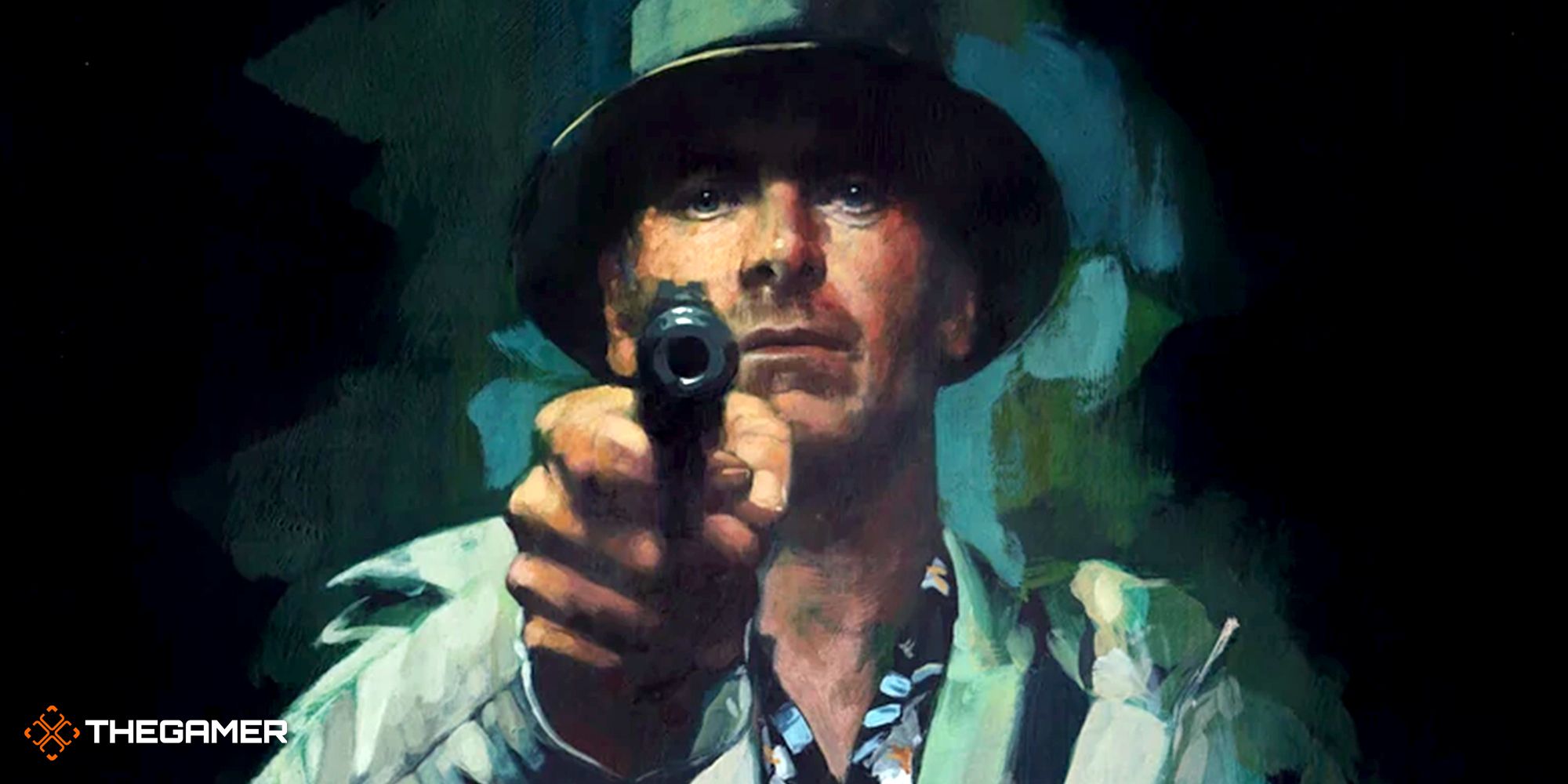 Michael Fassbender holding up a gun on The Killer's poster