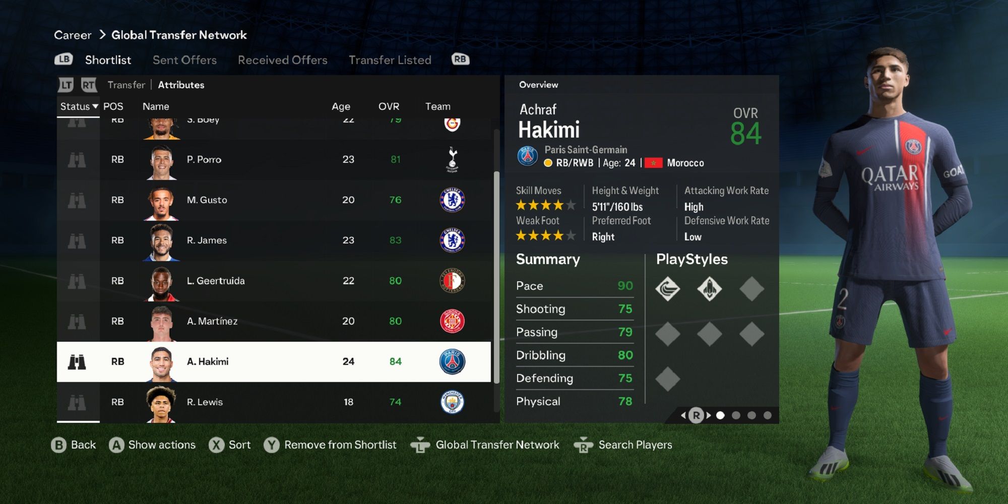An image of Achraf Hakimi in EA Sports FC 24