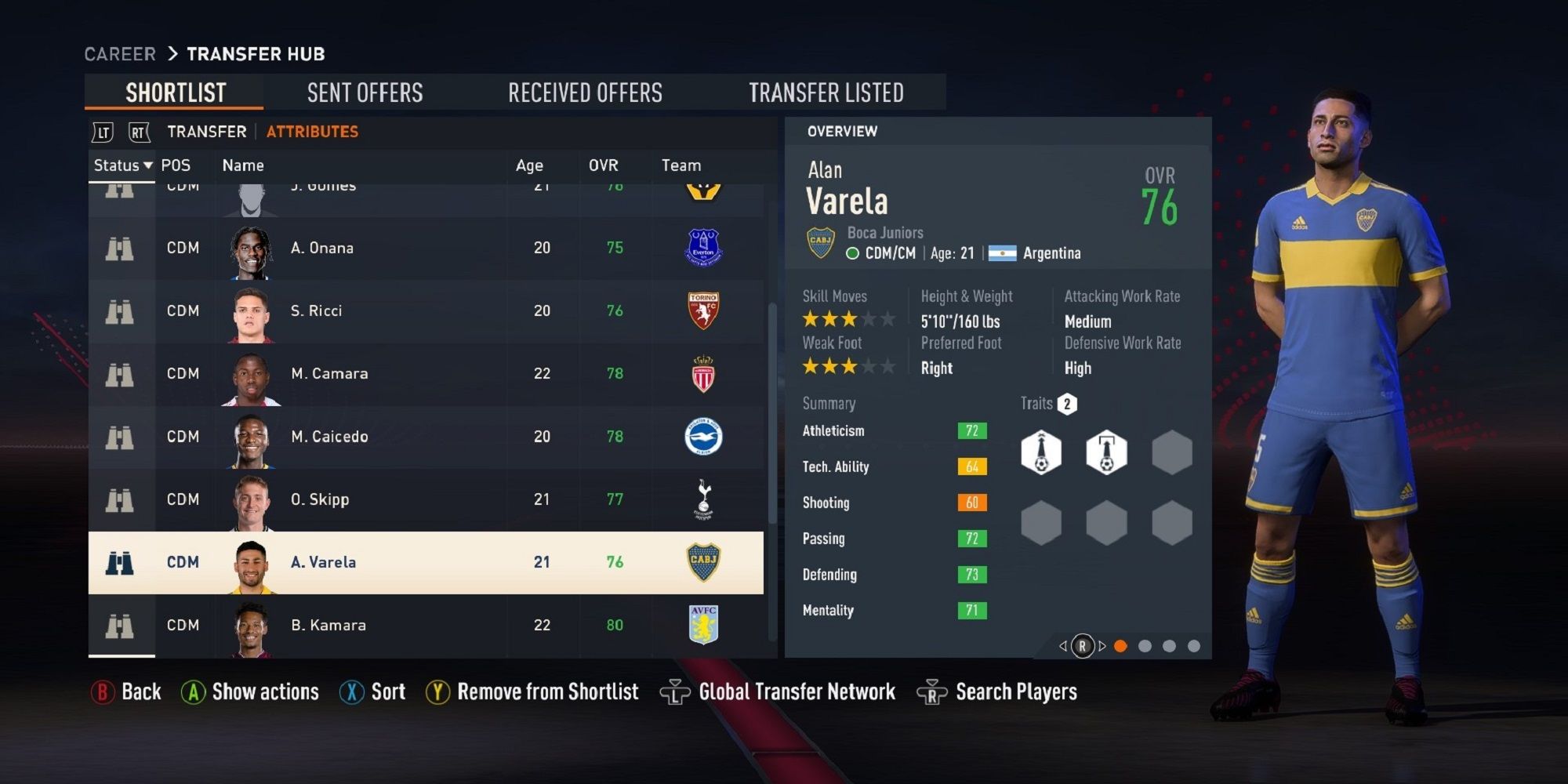 An image of Alan Varela in FIFA 23