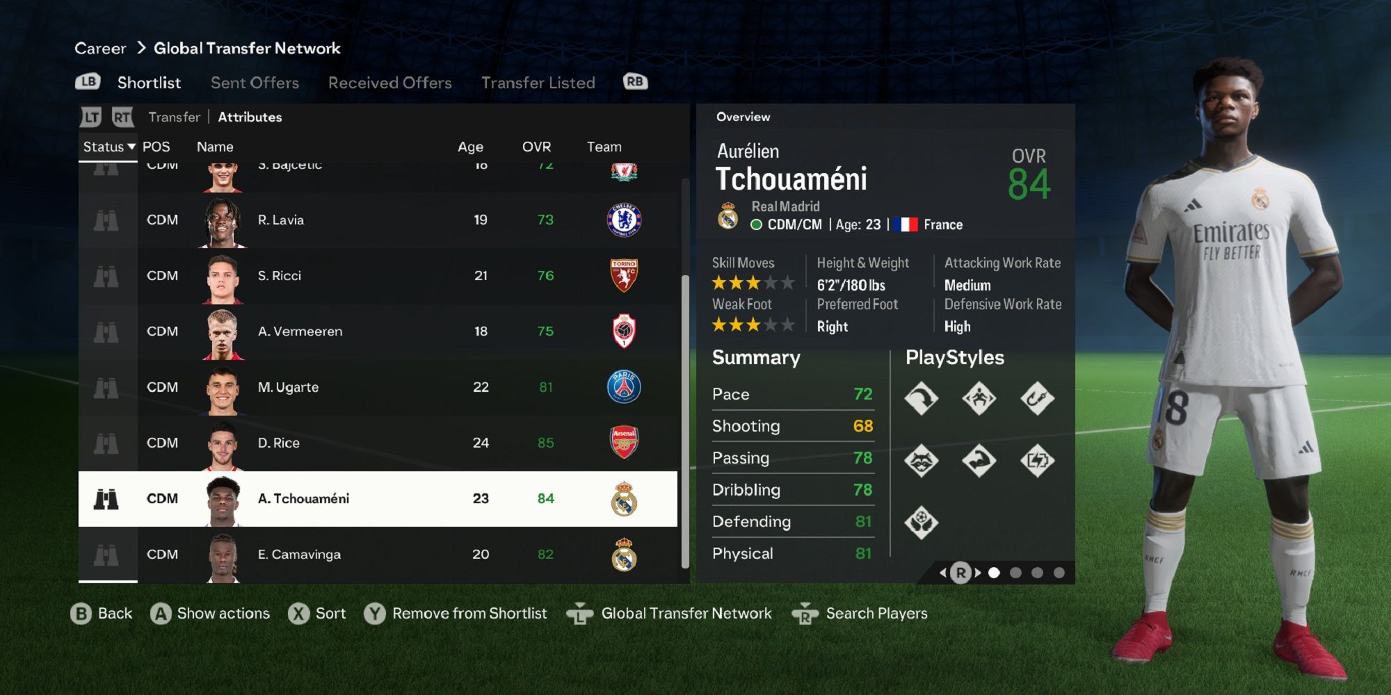 An image of Aurelien Tchouameni in EA Sports FC 24