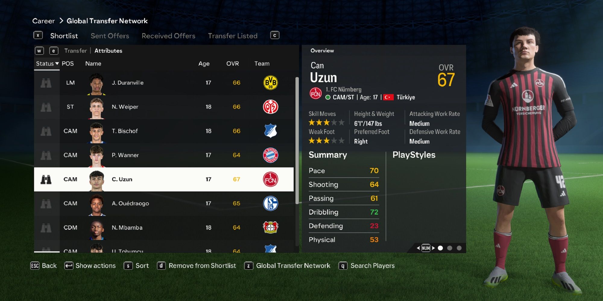 An image of Can Uzun in EA Sports FC 24