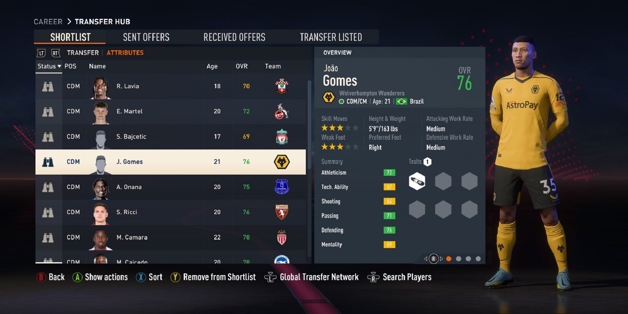 An image of Joao Gomes in FIFA 23
