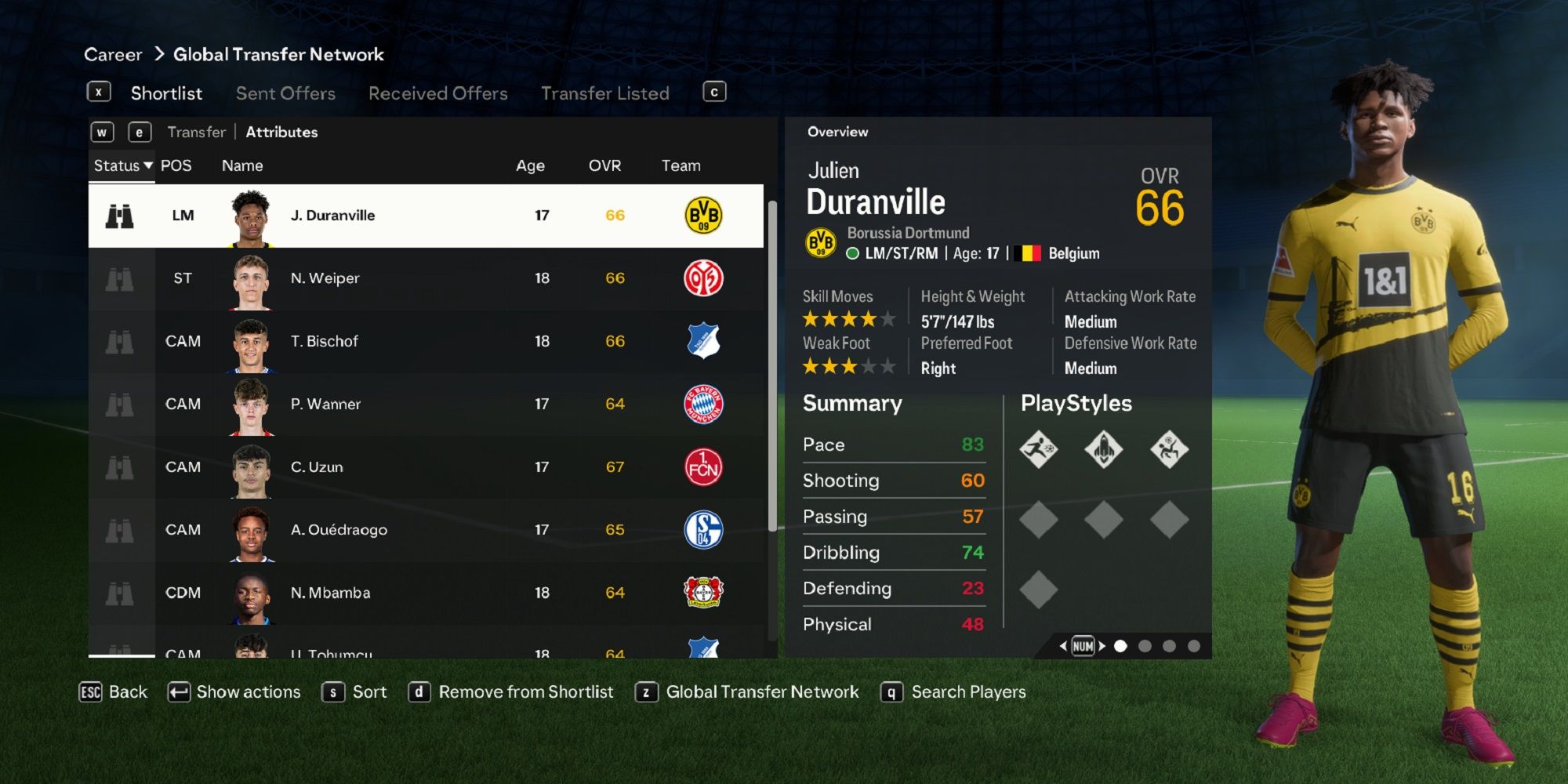 An image of Julien Duranville in EA Sports FC 24