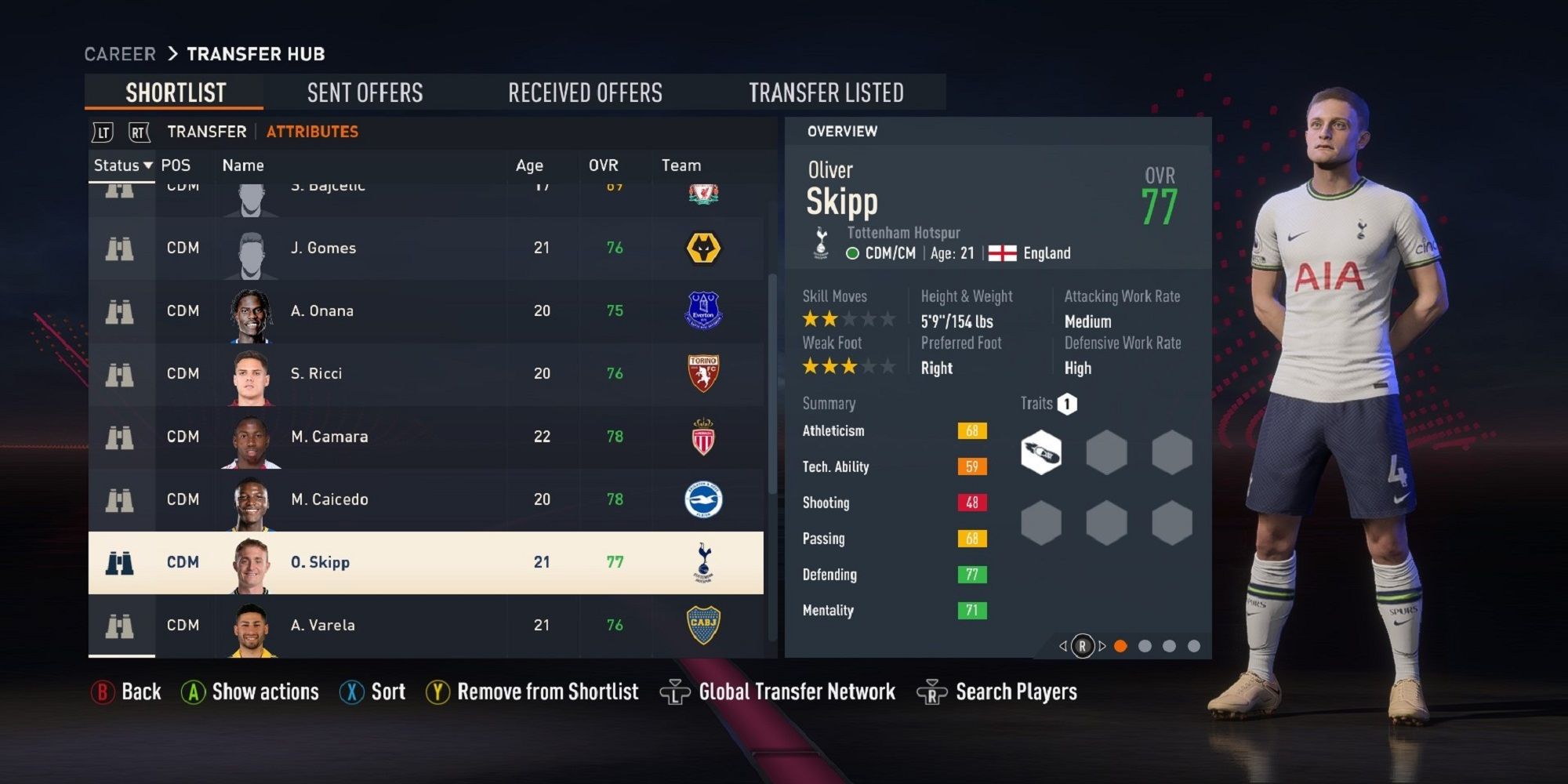An image of Oliver Skipp in FIFA 23