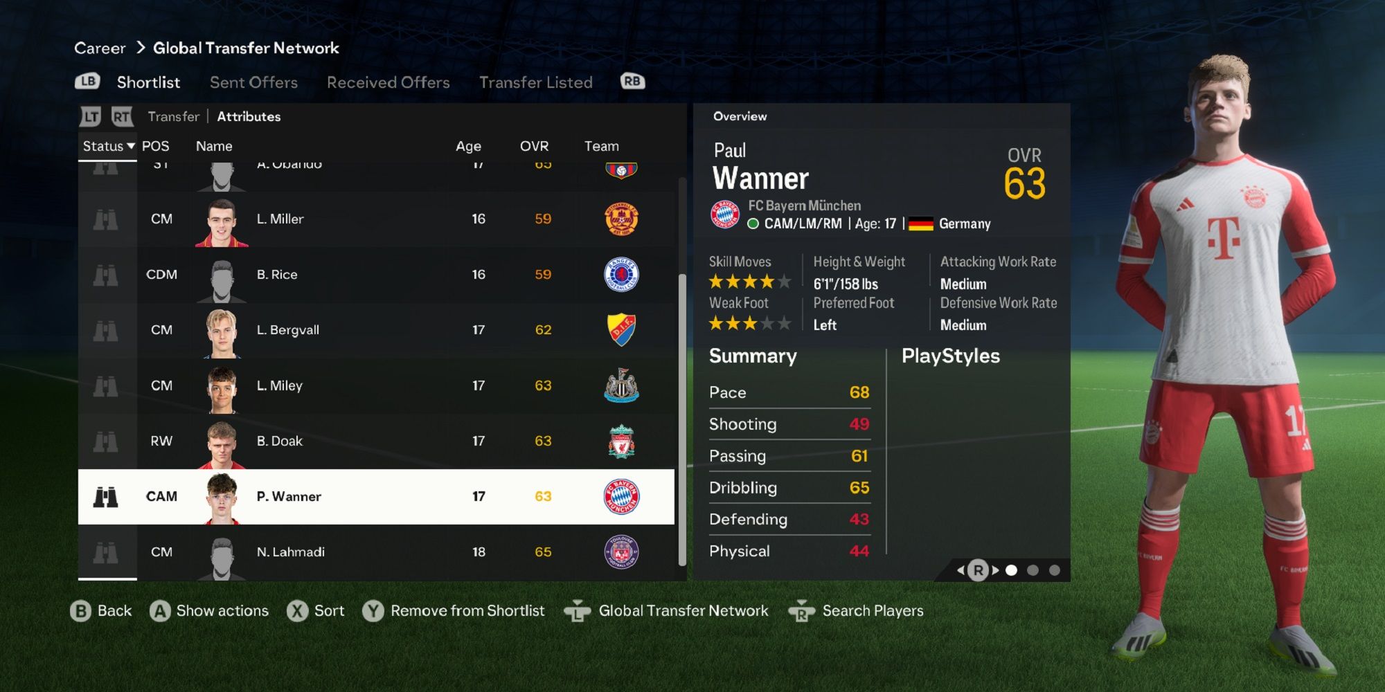An image of Paul Wanner in EA Sports FC 24