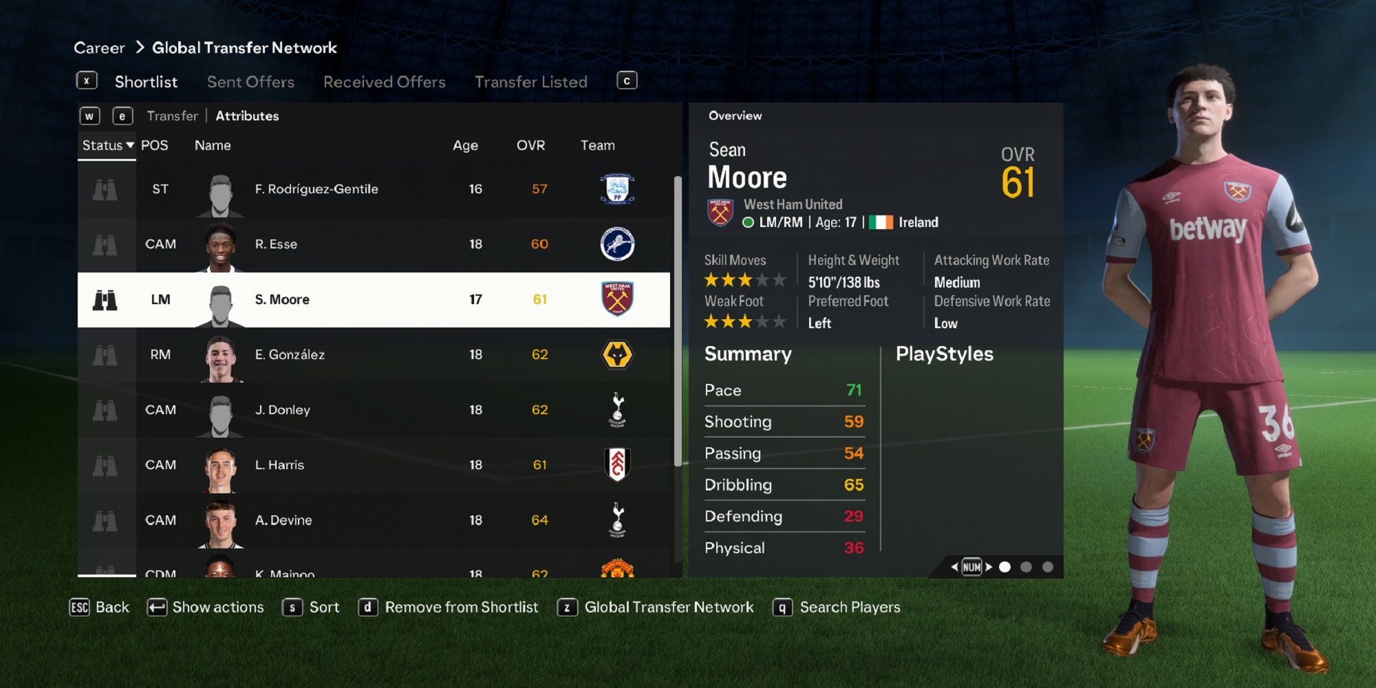 An image of Sean Moore in EA Sports FC 24