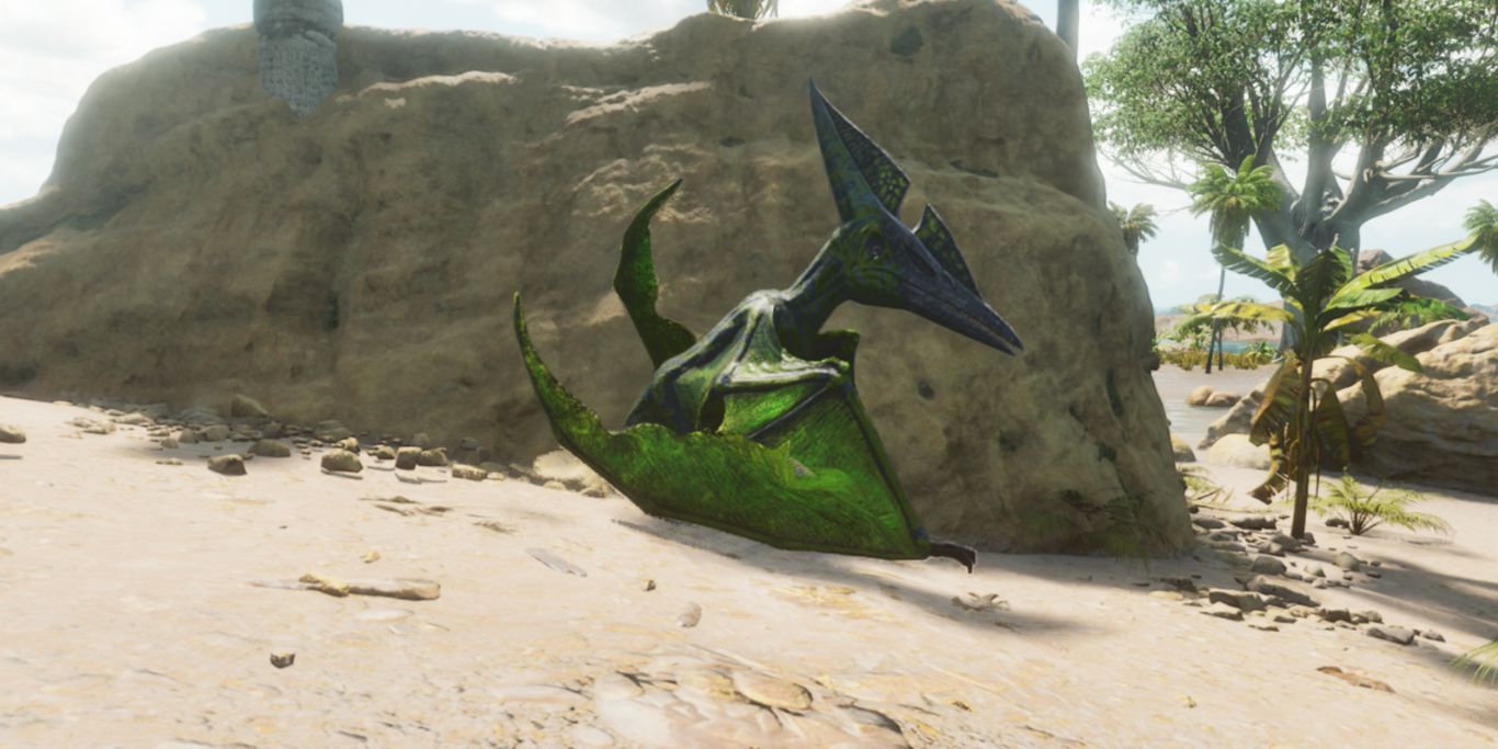 Ark Survival Ascended Pteranodon Sitting Beside Rock