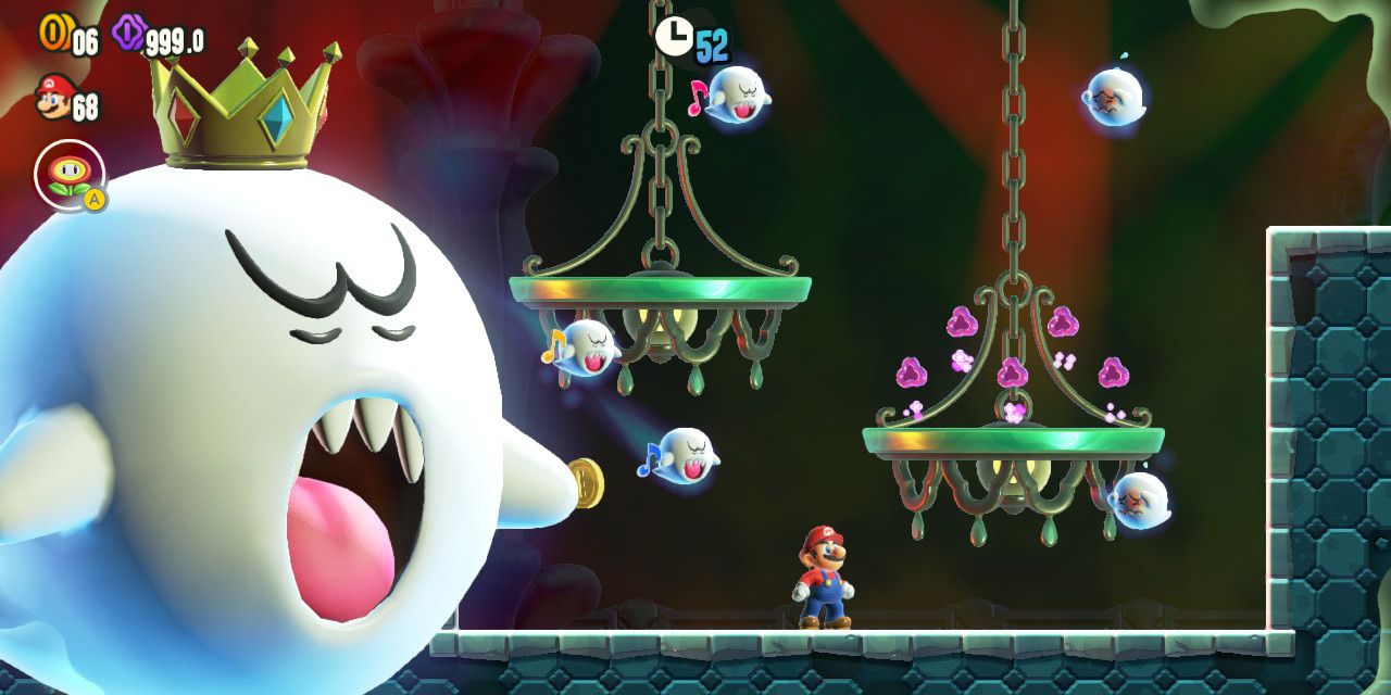 Super Mario Wonder - King Boo singing during the musical portion of Light-Switch Mansion-1