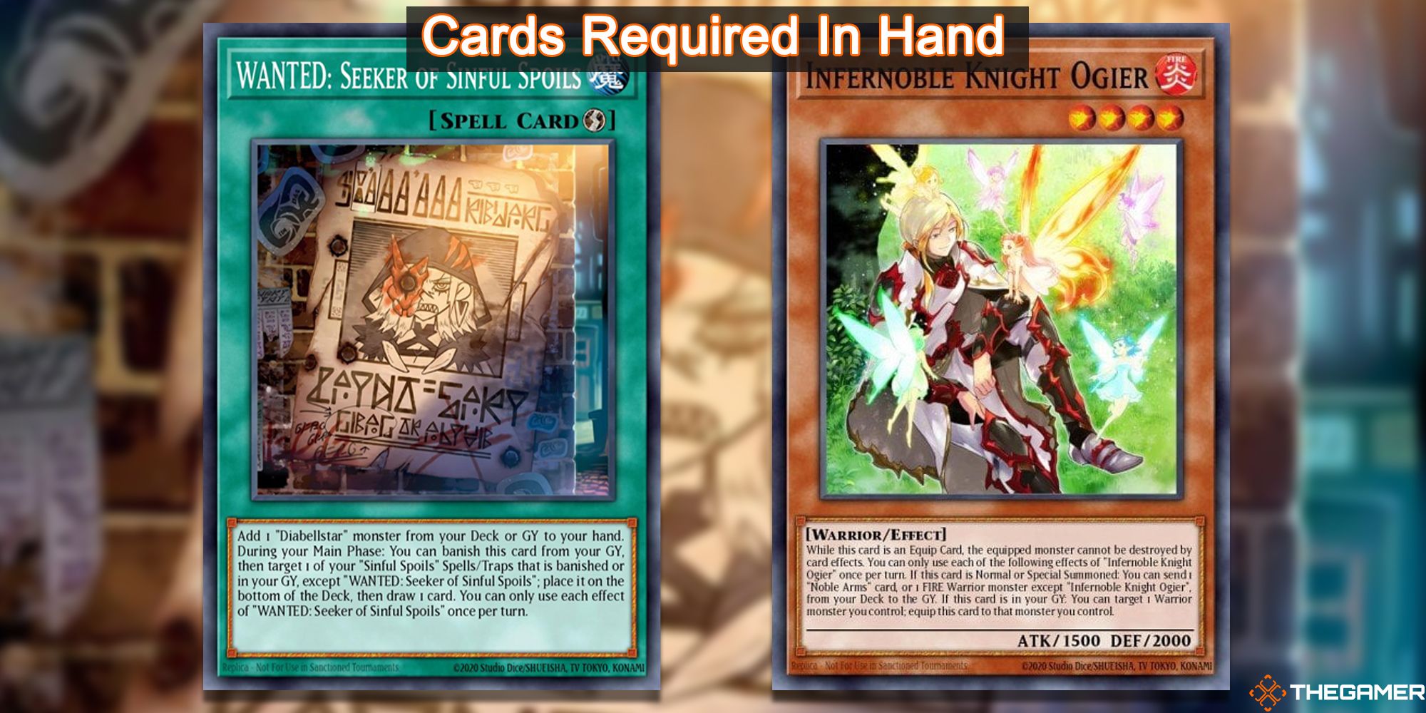 Cards required for Infernoble example combo. Seeker of Sinful Spoils + Infernoble Knight Ogier