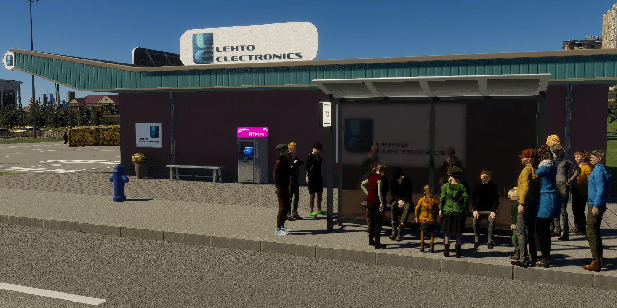 cities skylines 2 people waiting at a taxi stop
