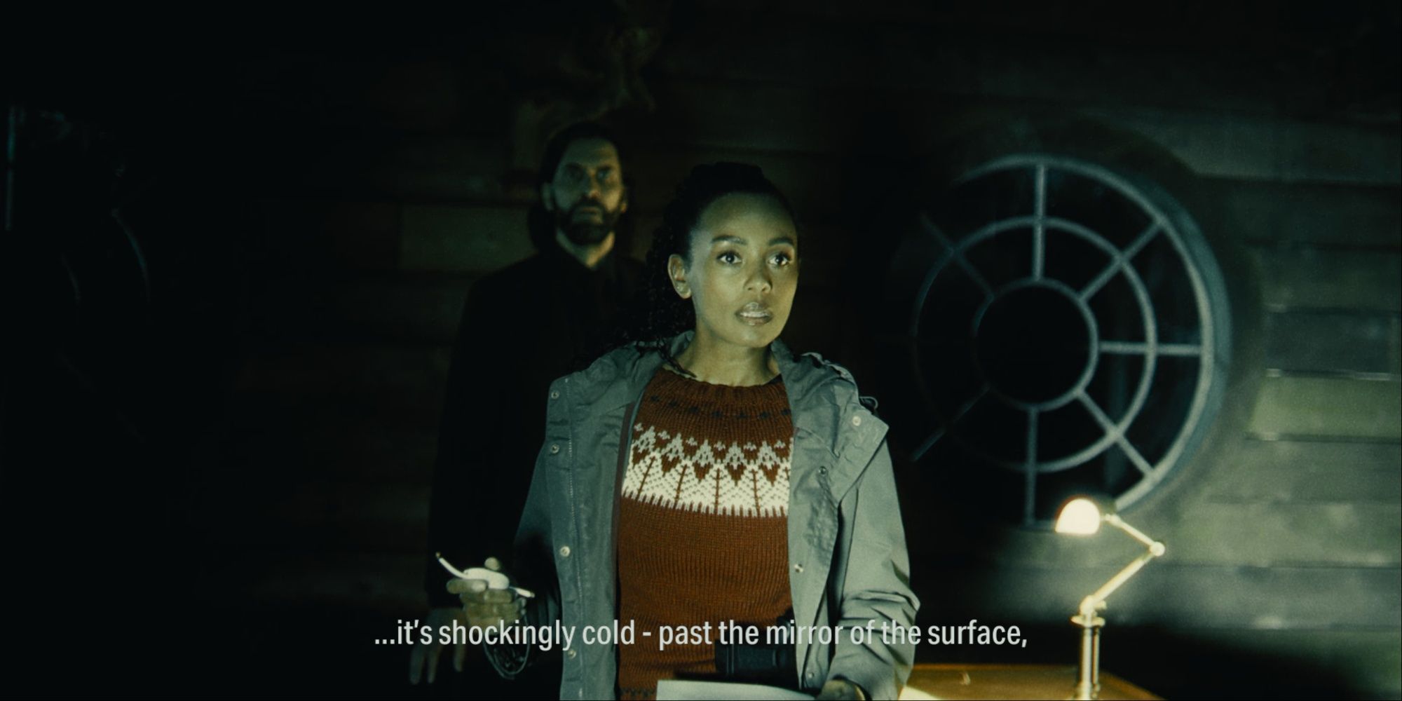 Alan Wake and Saga Anderson together in live-action confronting Casey in the ending scene.