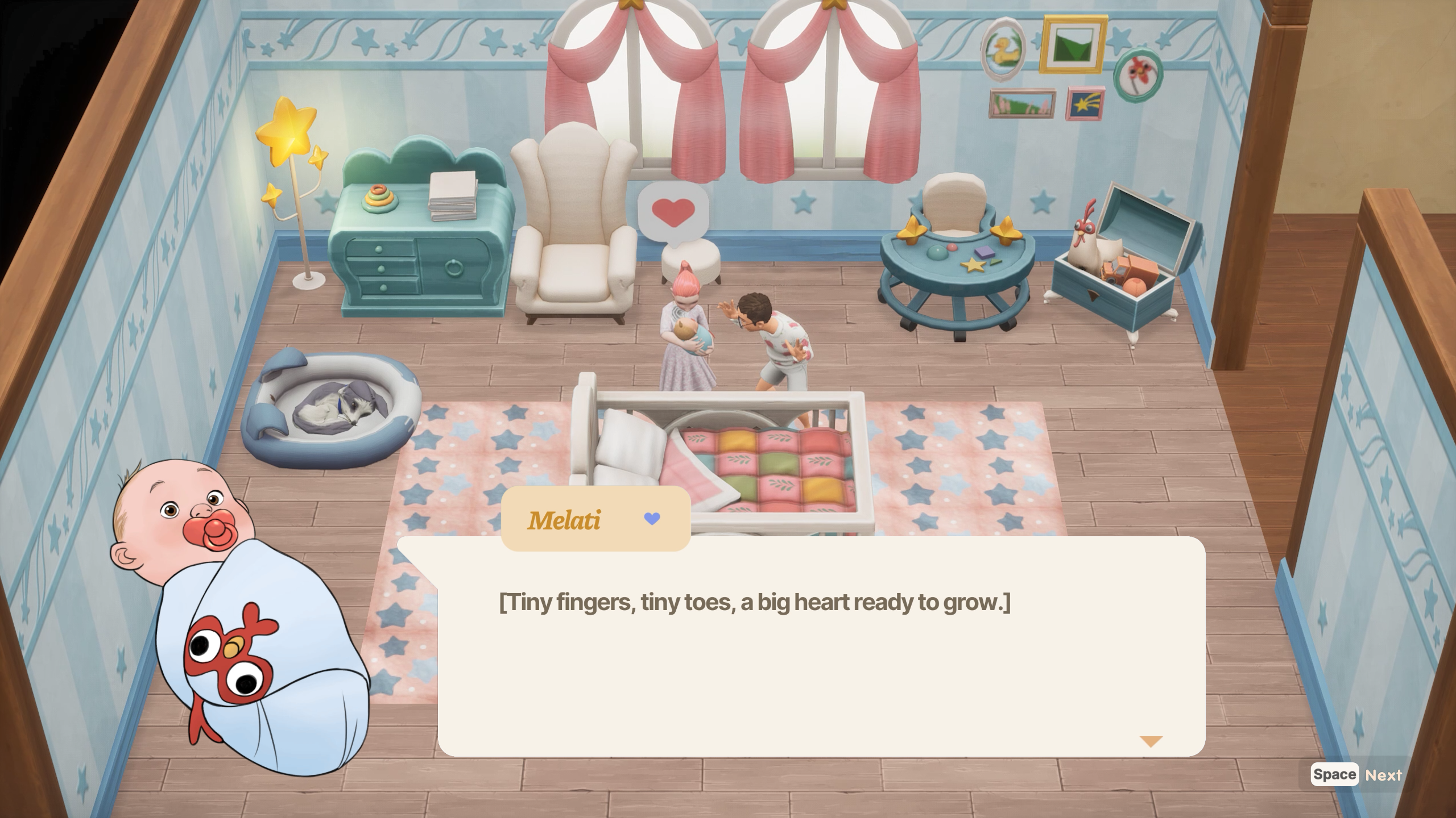 Leah and the player have a baby in Coral Island