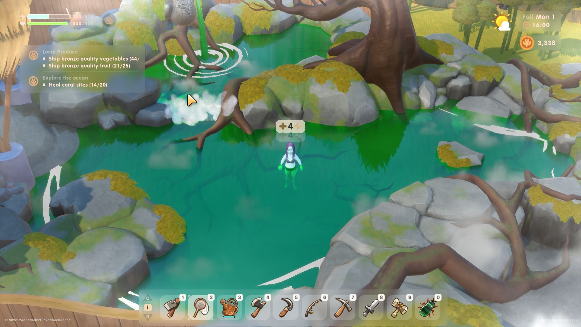 Coral Island avatar in the hot springs recovering stamina. 