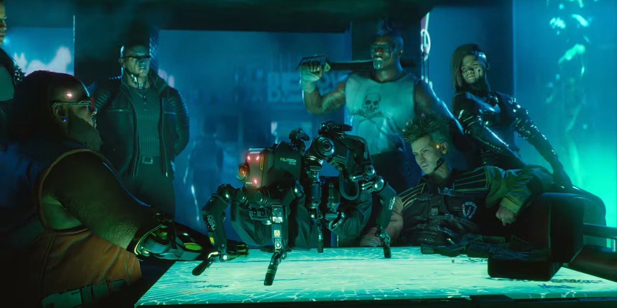 Cyberpunk 2077 screenshot showing gang making deals
