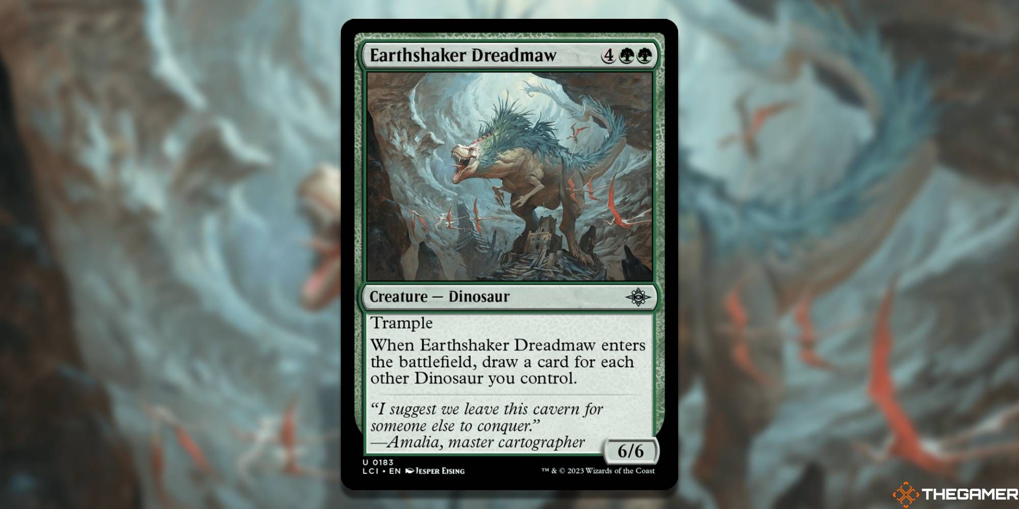 Image of the Earthshaker Dreadmaw card in Magic: The Gathering, with art by Jesper Eising