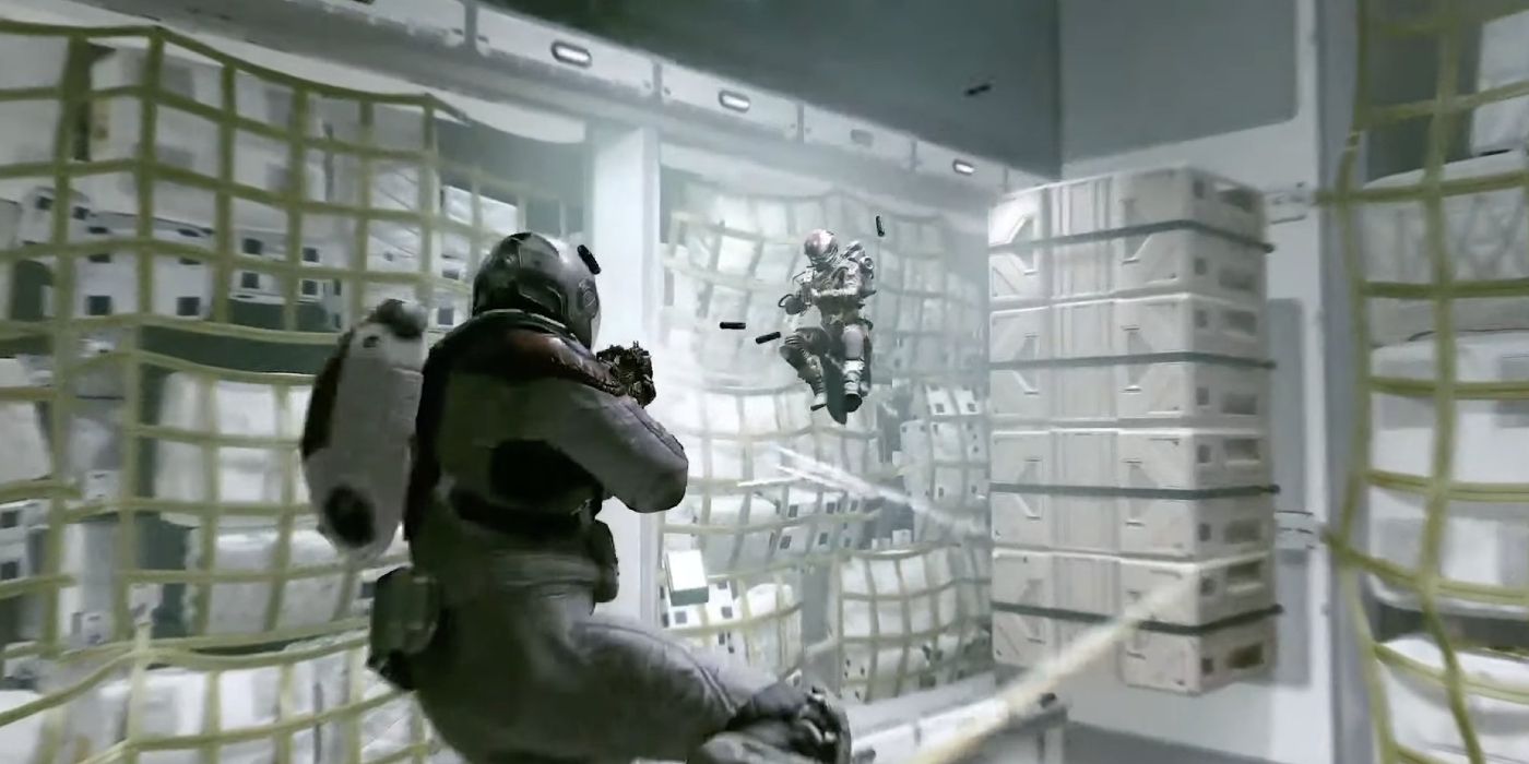 Starfield Astronauts Gunfighting in Zero Gravity