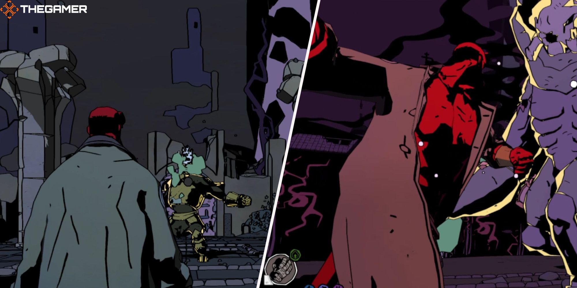 Split shot of Hellboy Web of Wyrd bosses