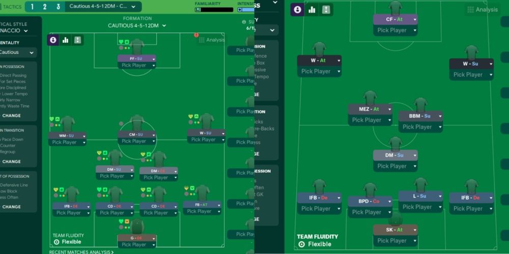 Football Manager 2024, Split Images Of The 4-5-1 Formation
