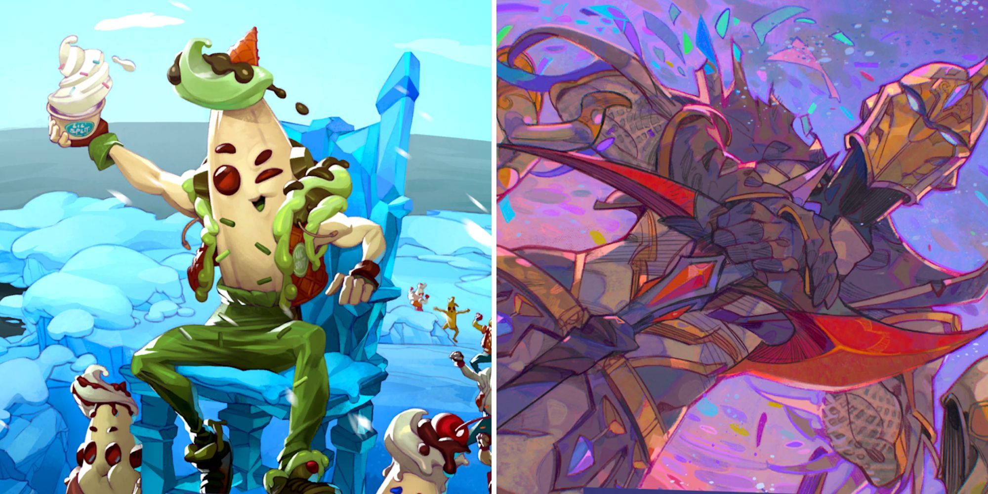 Collage of Matcha Split and Spectra Knight loading screens featured in the OG Pass.