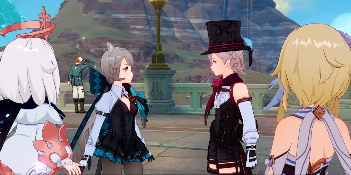 Genshin Impact Paimon And Traveler With Lyney And Lynette