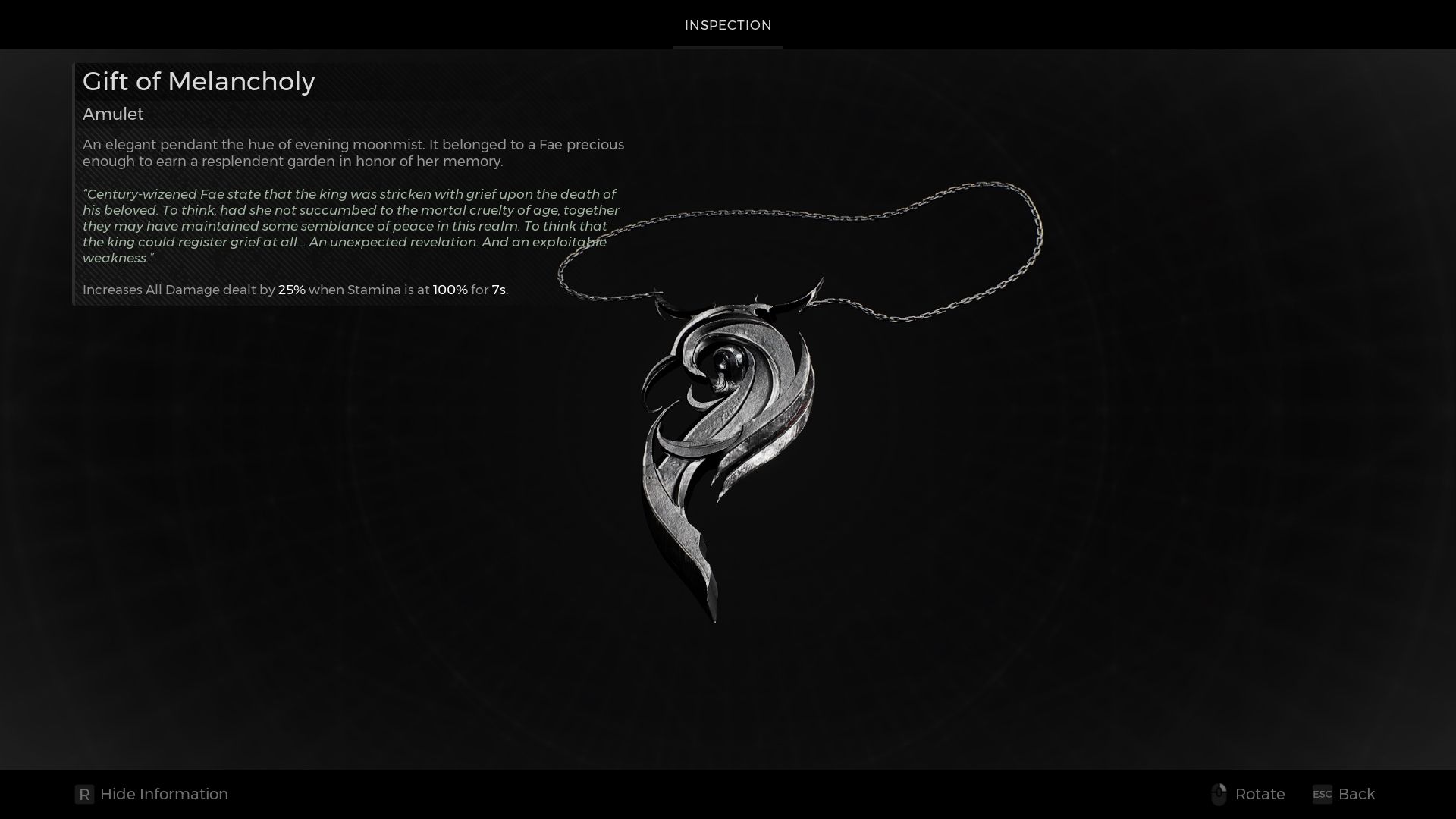 Gift Of Melancholy Amulet description Remnant 2