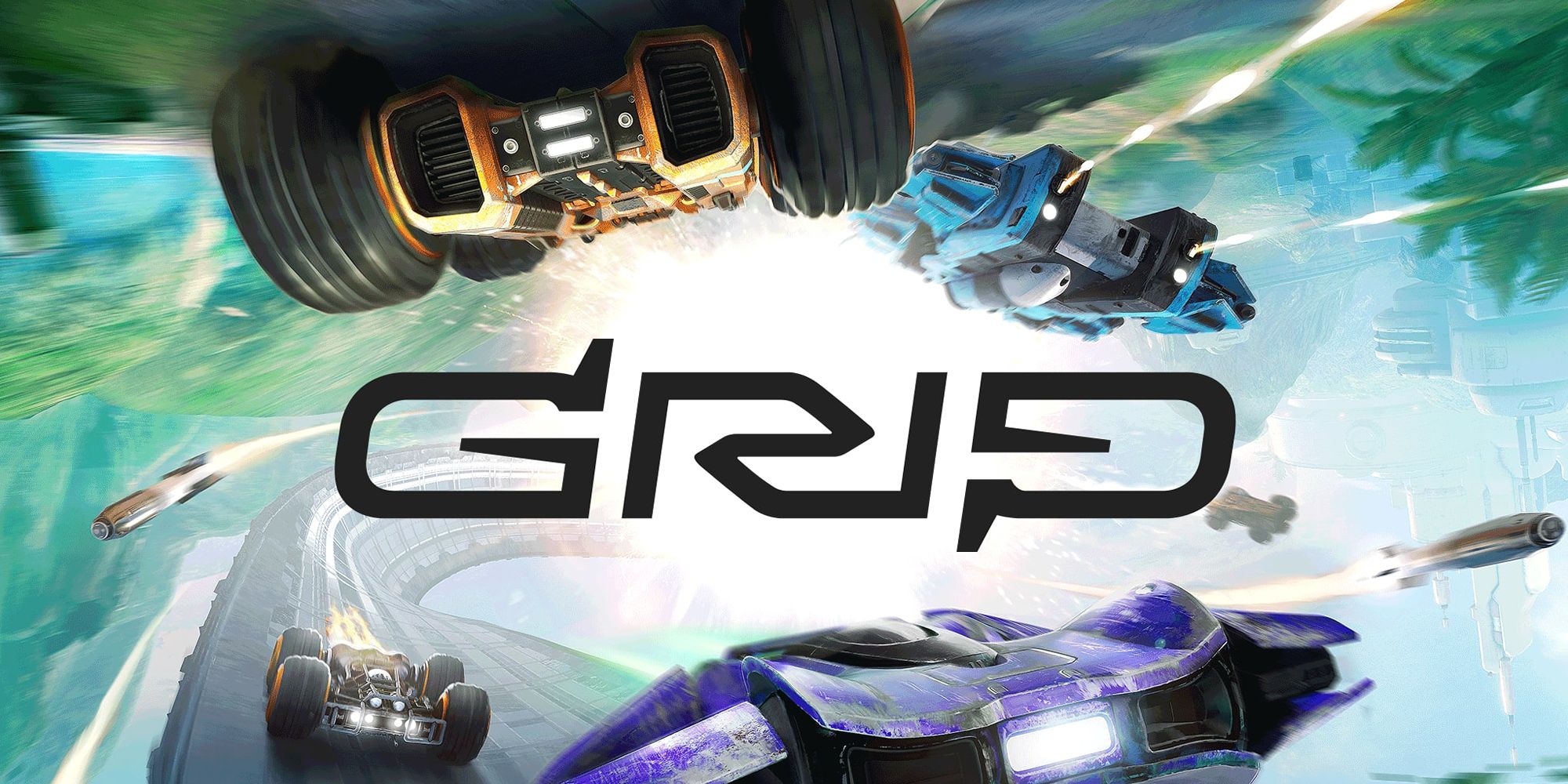 Grip Title Art Showing The Cars Racing And Firing Missiles