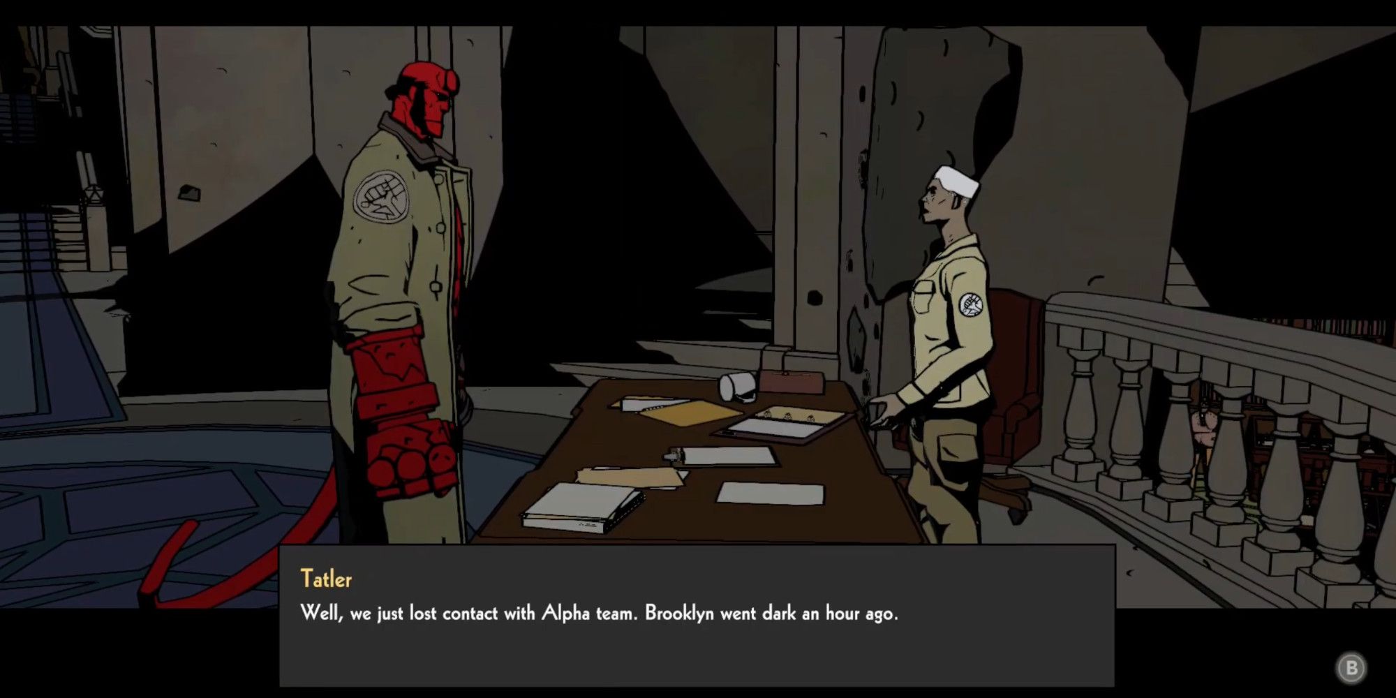 Hellboy gets briefed on the situation