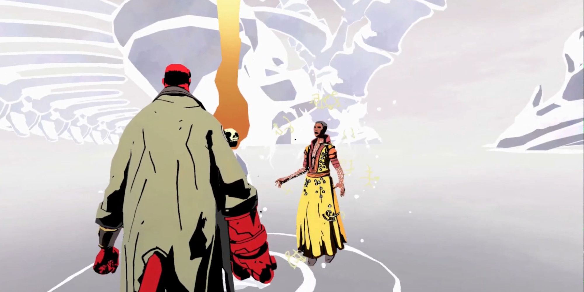 Hellboy in the strange world with skull