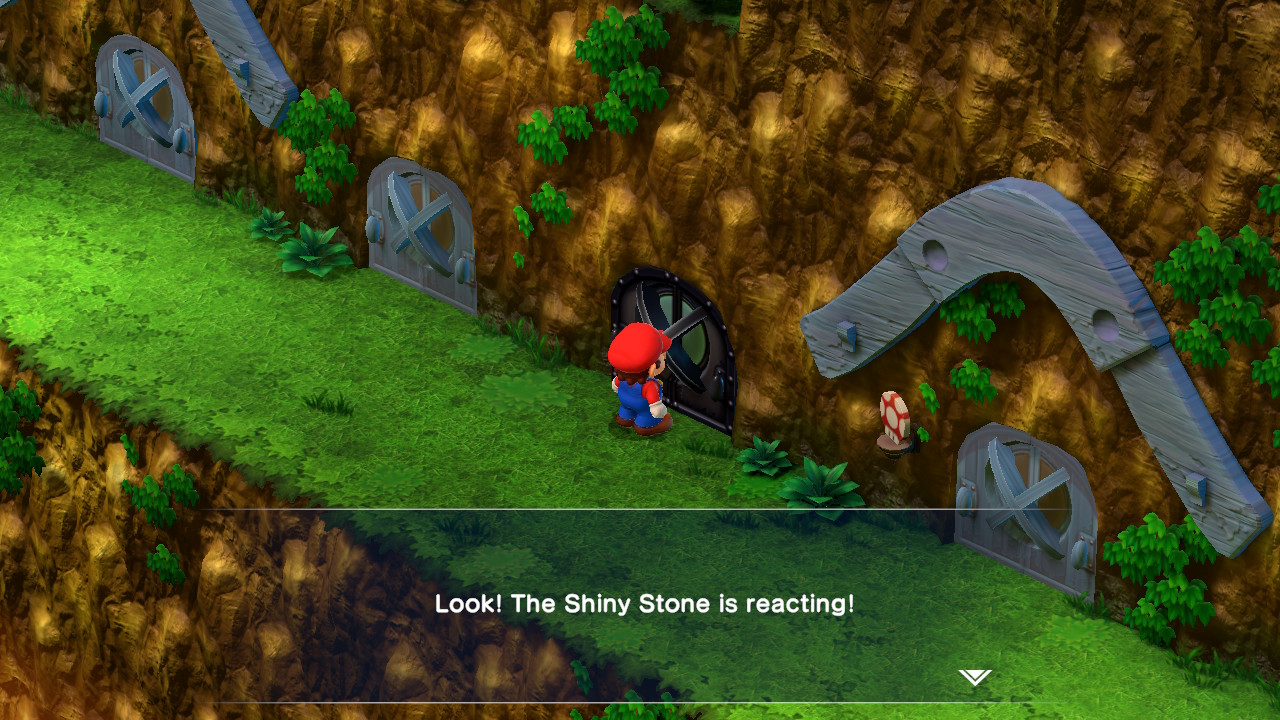 A Shiny Stone reacting to a locked door in Monstro Town.