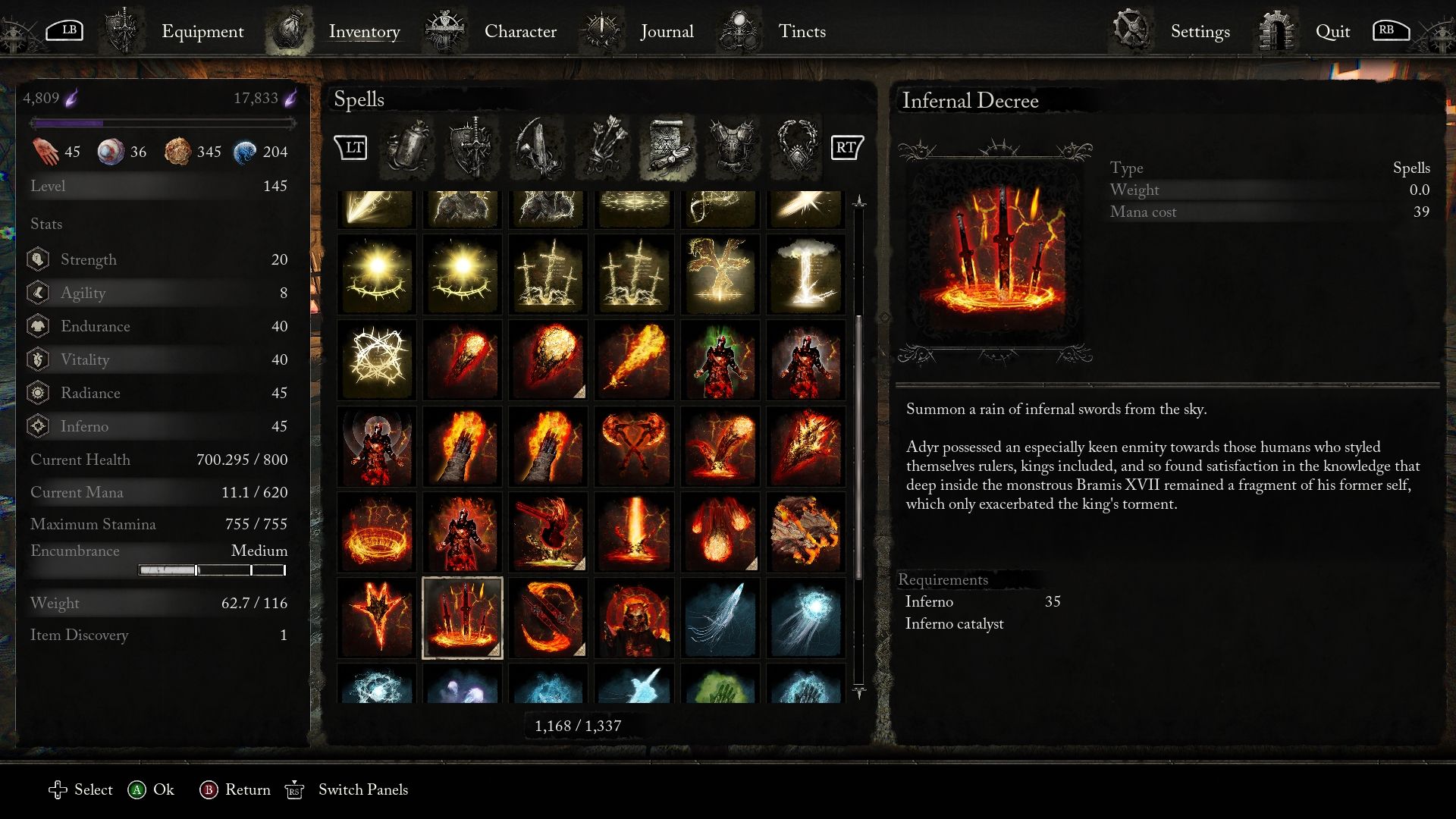Infernal Decree spell description Lords of the Fallen