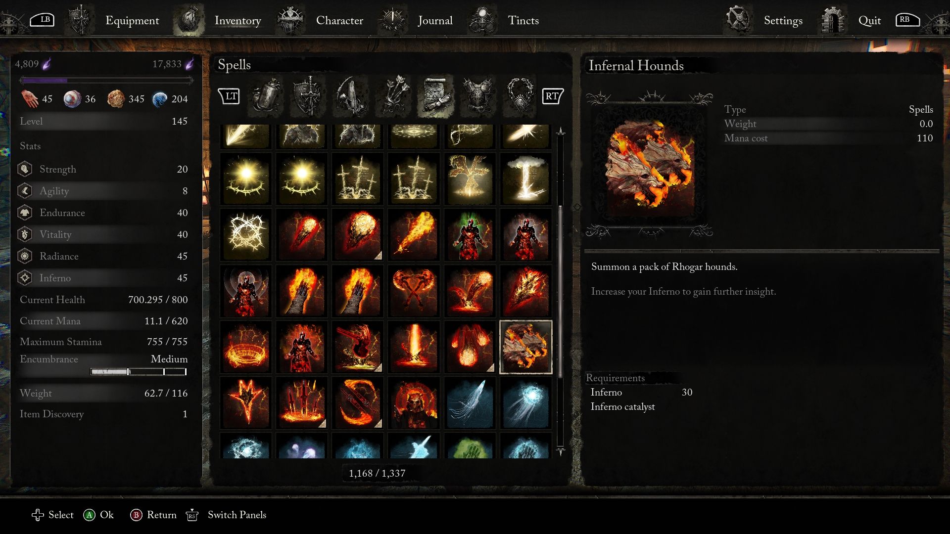 Infernal Hounds spell description Lords of the Fallen