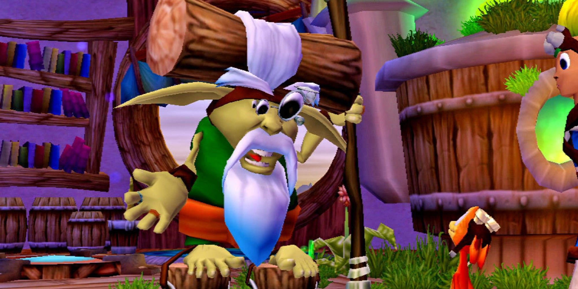 Samos speaking to Jak and Daxter.