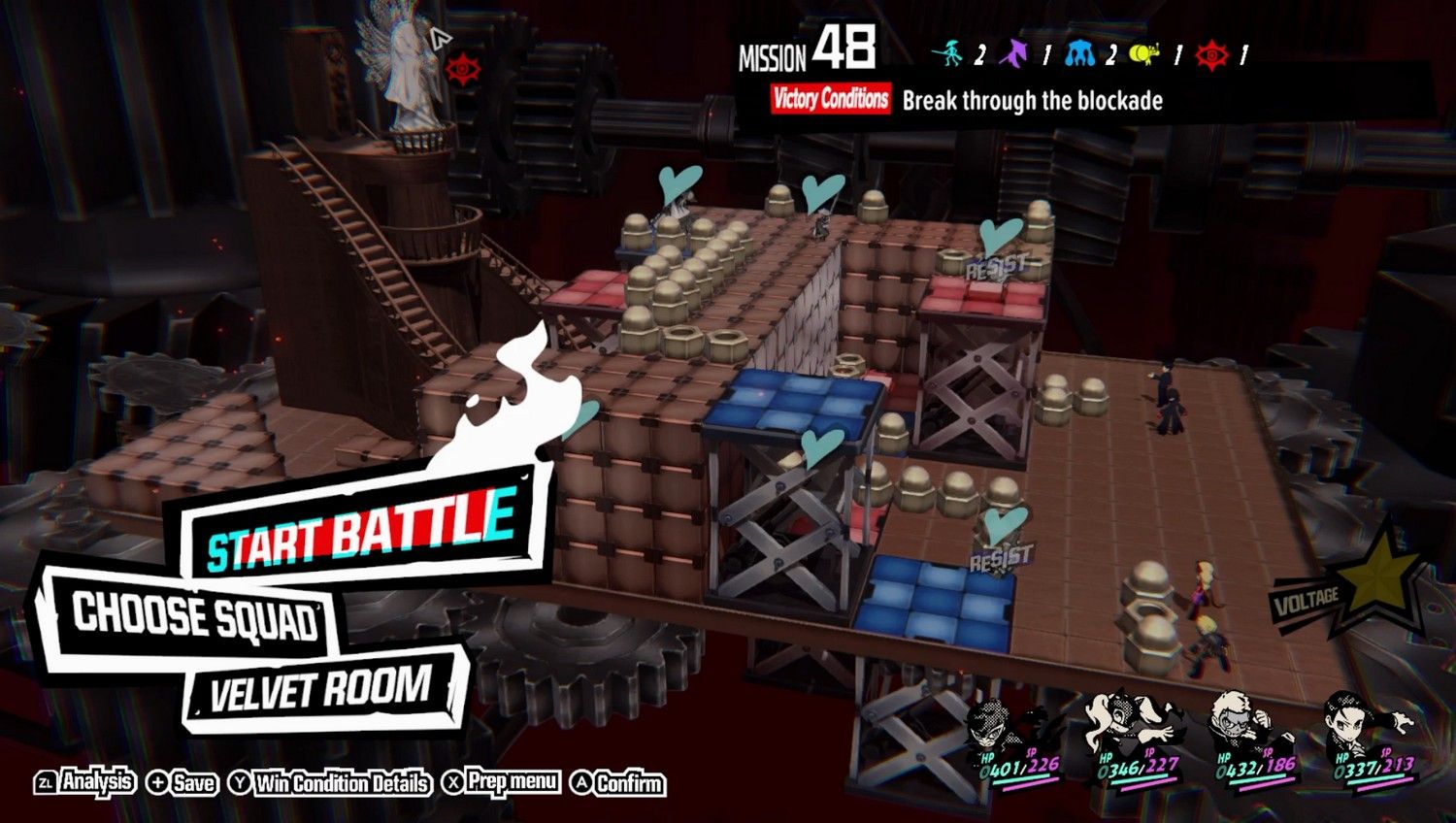 joker ann ryuji and toshiro about to fight lord yoshiki a second time in the salmael kingdom persona 5 tactica