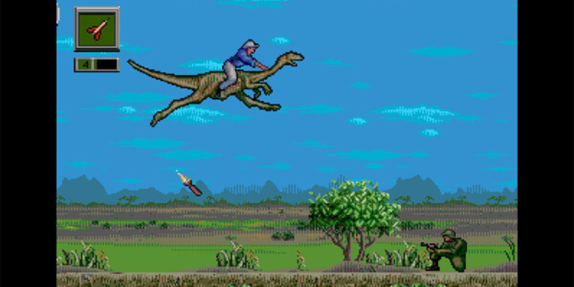 jurassic 16 dr grant riding a velociraptor dodging missiles