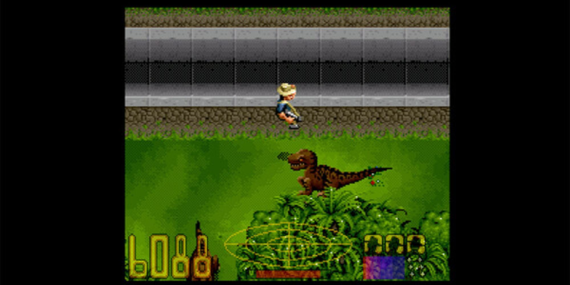 jurassic 8 bit dr grant avoiding a t-rex